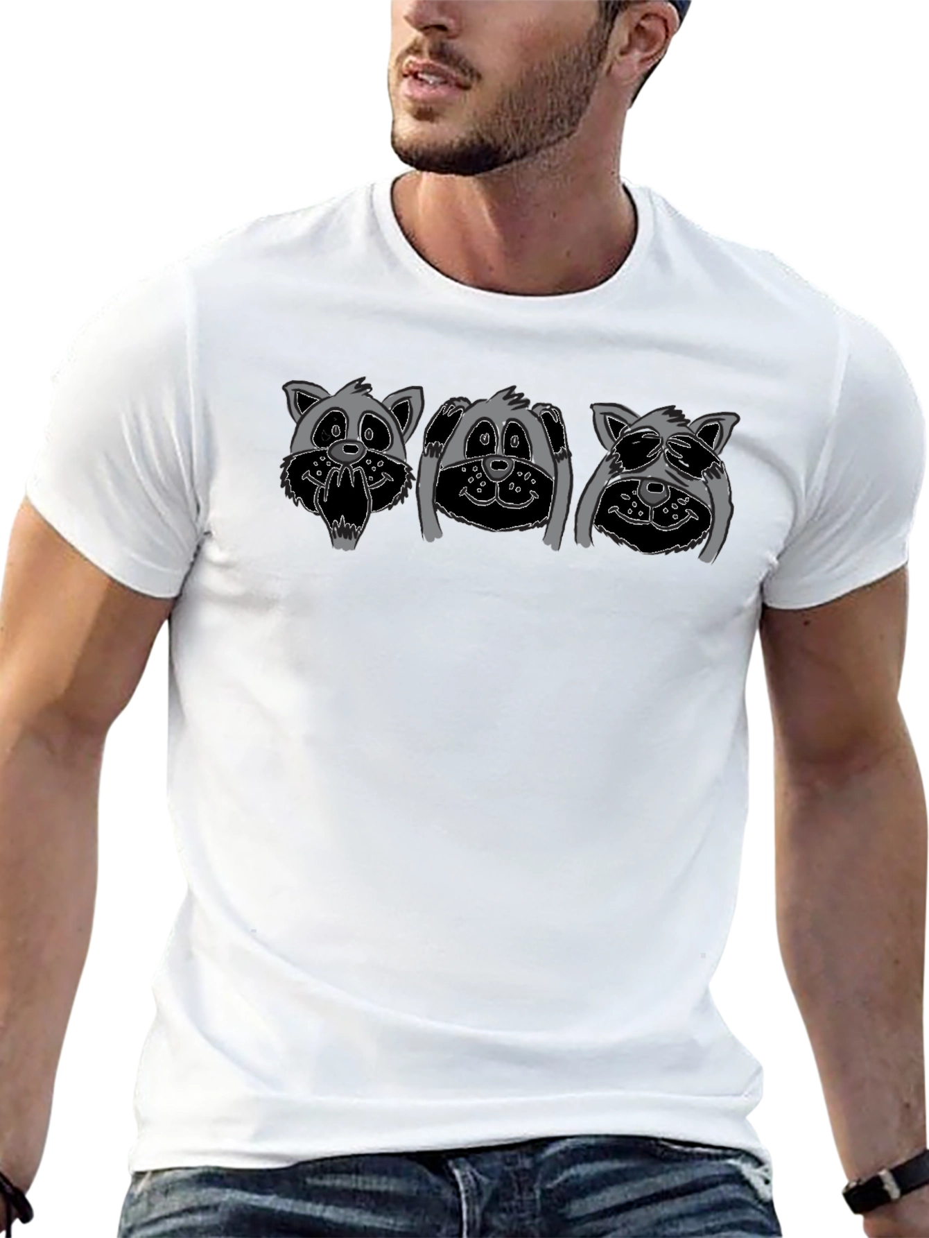 Hear See Speak No Evil Raccoon Graphic Tee