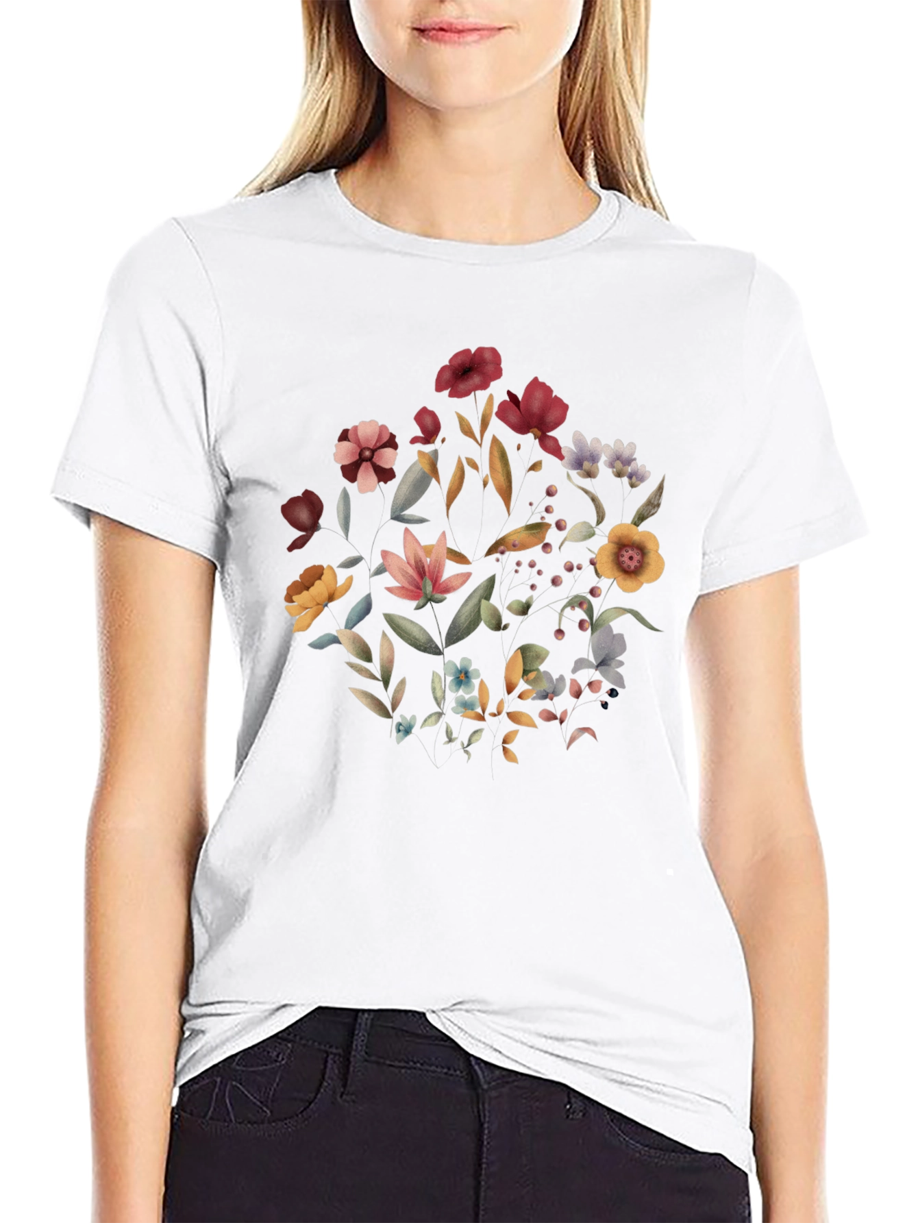 Floral Print Black T-Shirt for Men