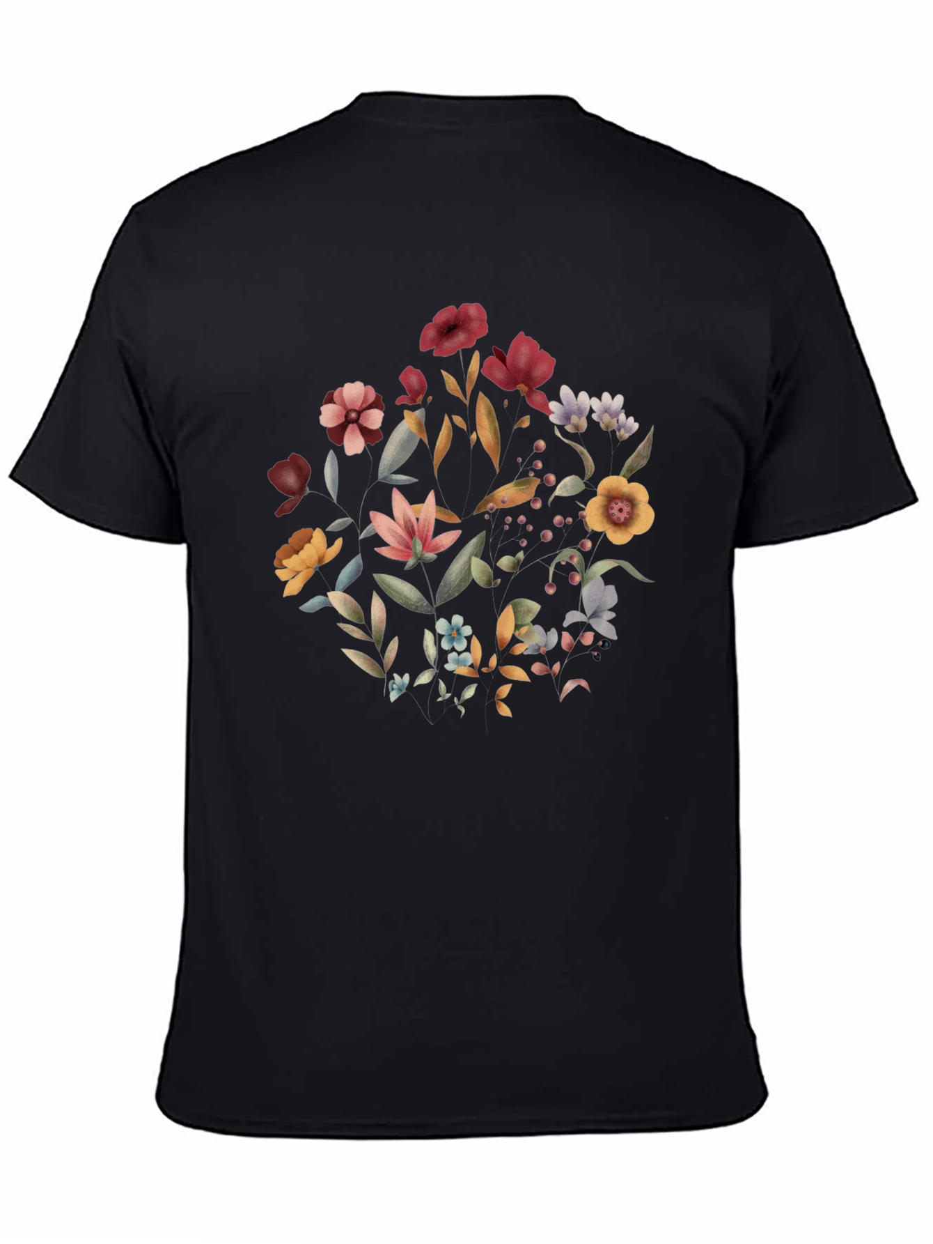 Floral Print Black T-Shirt for Men