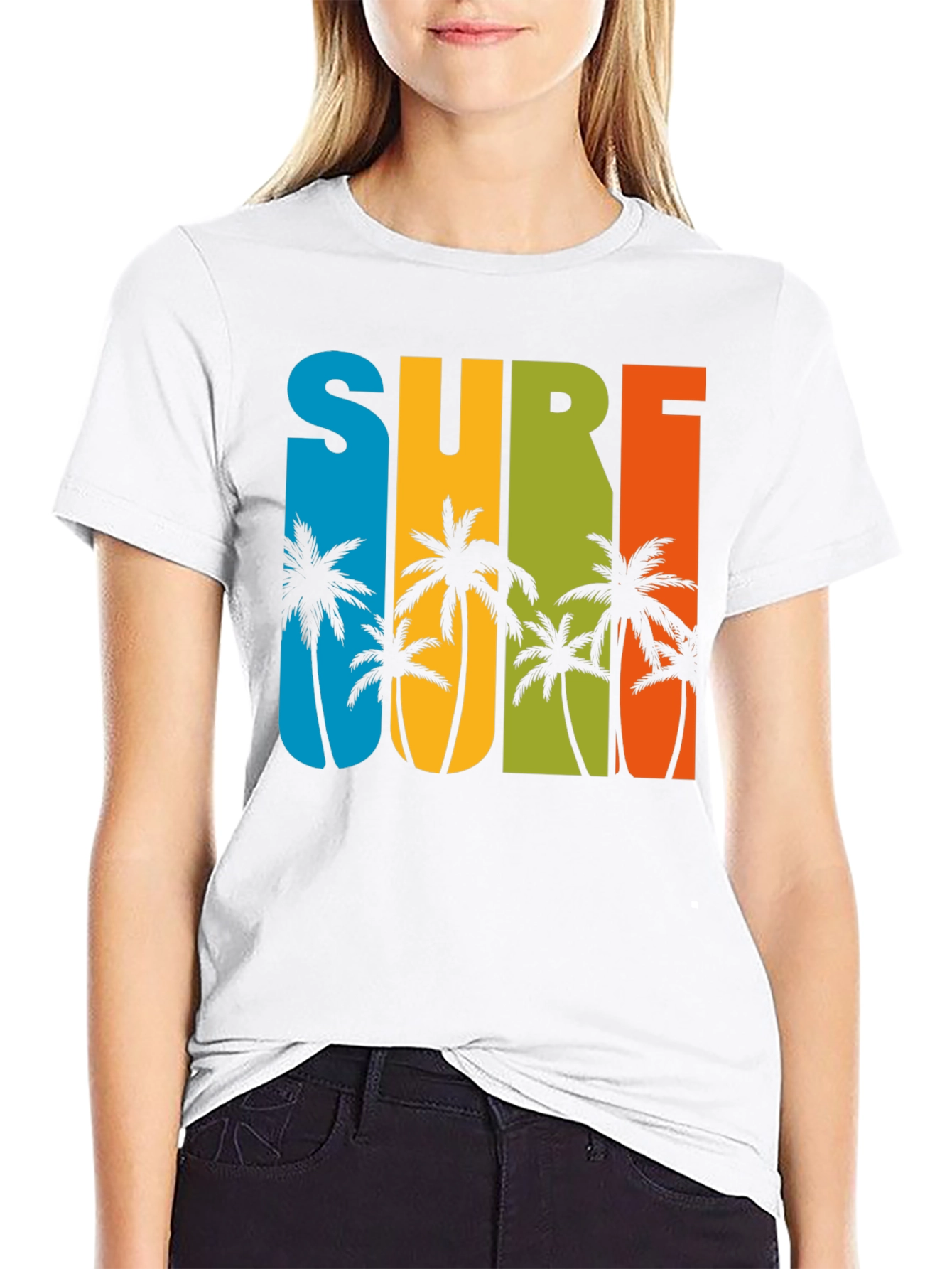 Surf Palm Tree Graphic T-Shirt - Retro Summer Style