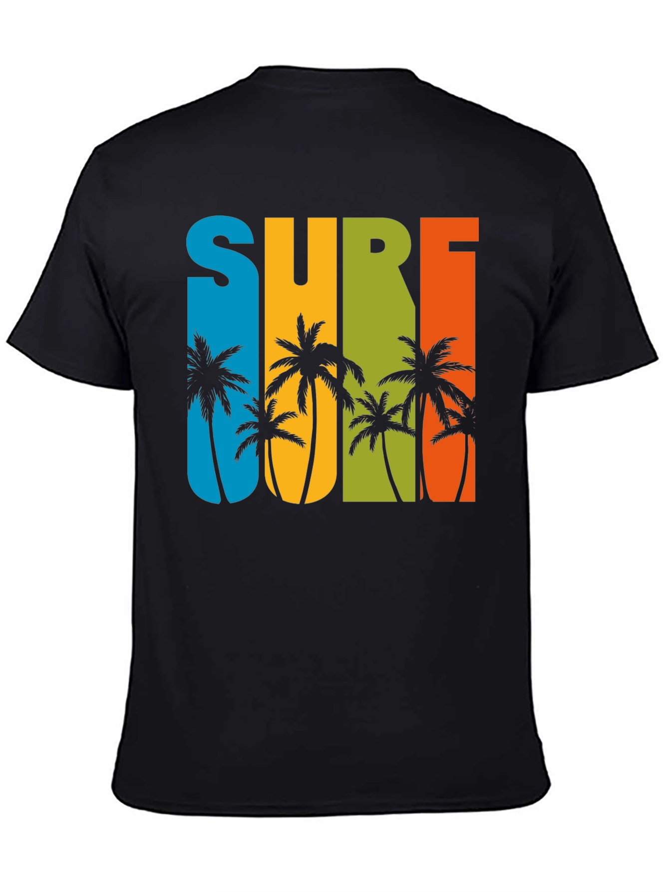 Surf Palm Tree Graphic T-Shirt - Retro Summer Style