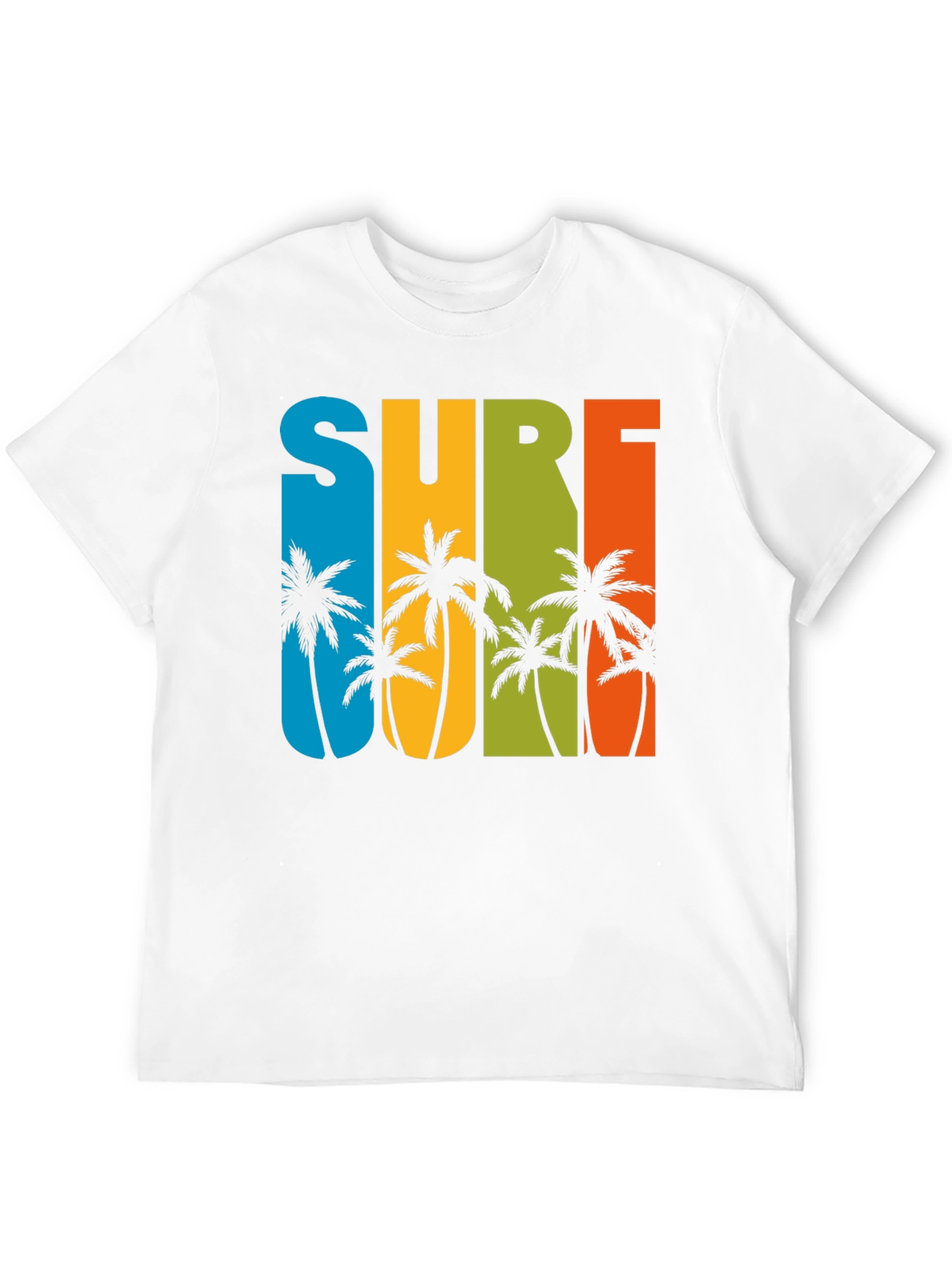 Surf Palm Tree Graphic T-Shirt - Retro Summer Style