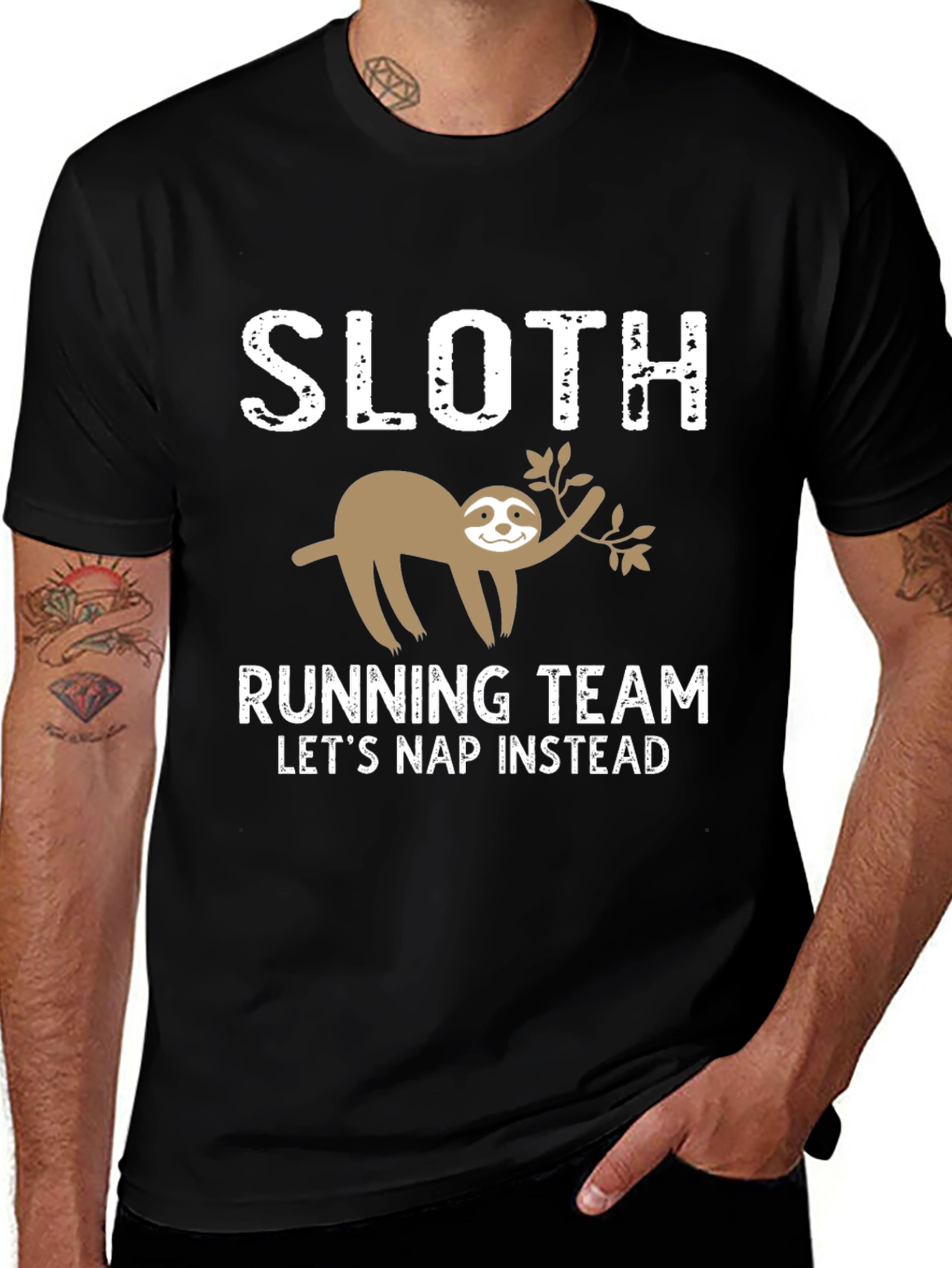 Sloth Running Team Black Graphic T-Shirt