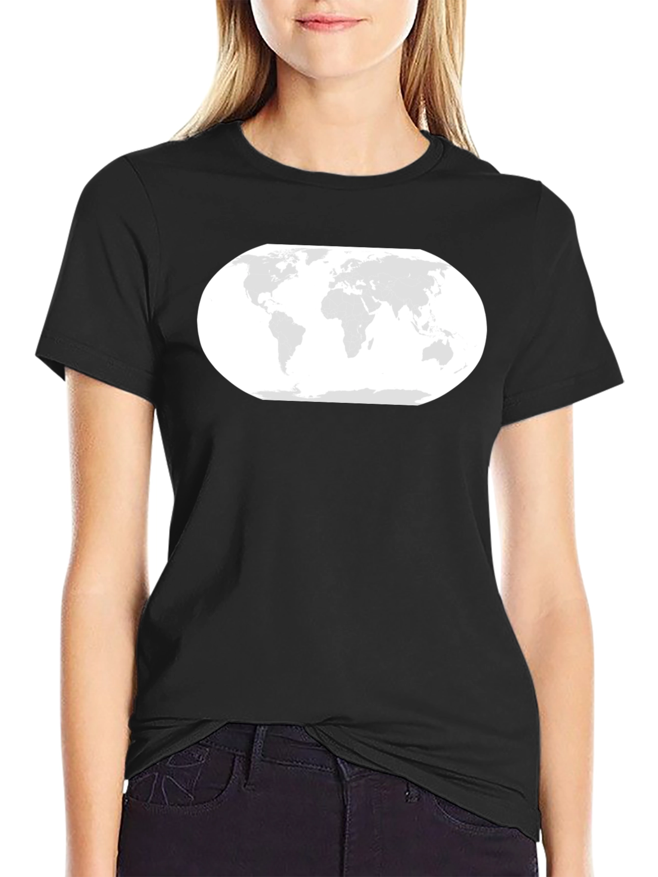 World Map Graphic Tee - Stylish Black T-Shirt