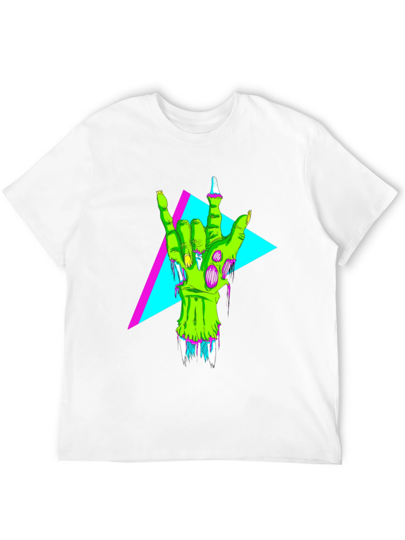 Neon Zombie Rock Hand Graphic T-Shirt