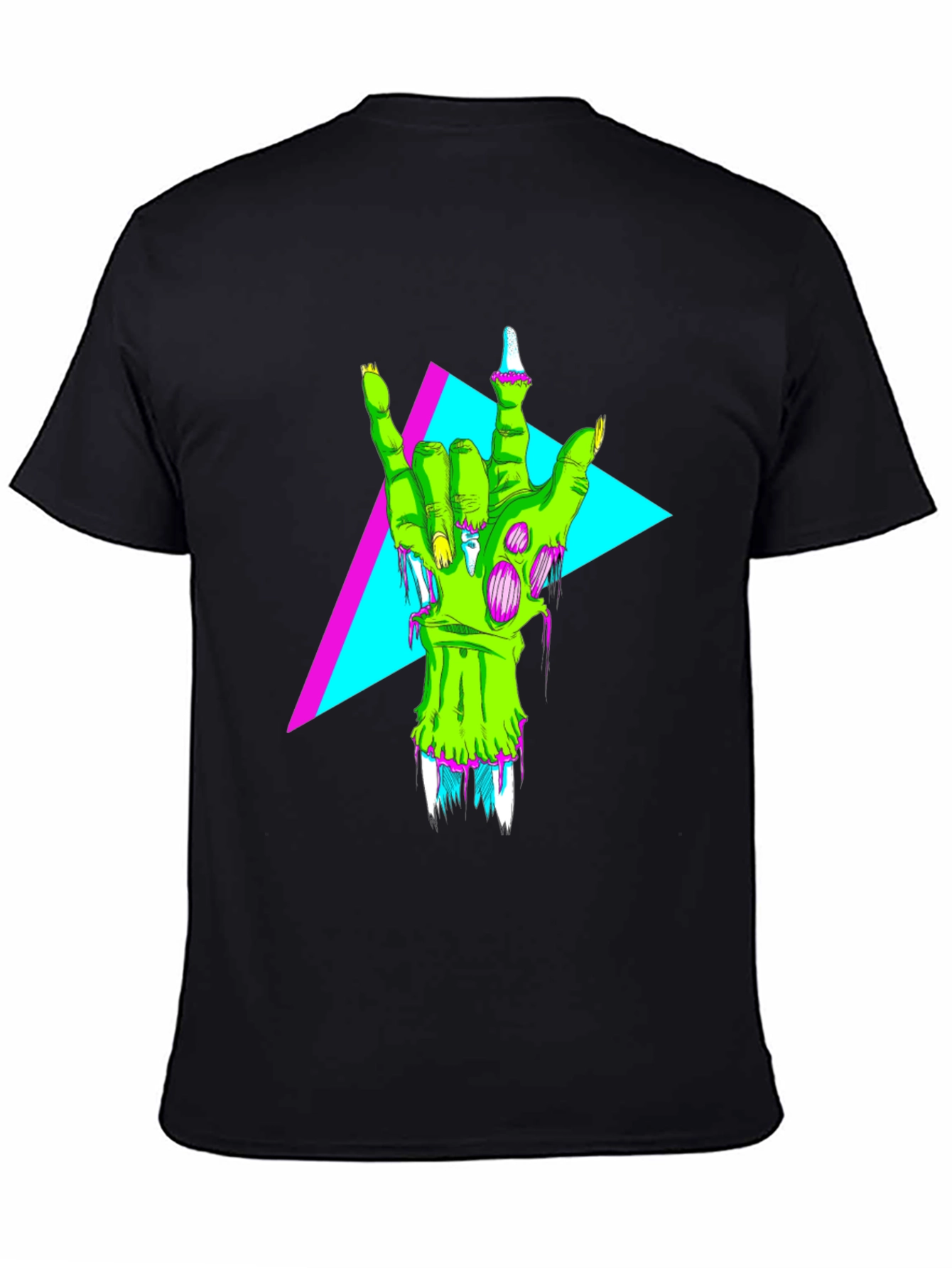 Neon Zombie Rock Hand Graphic T-Shirt