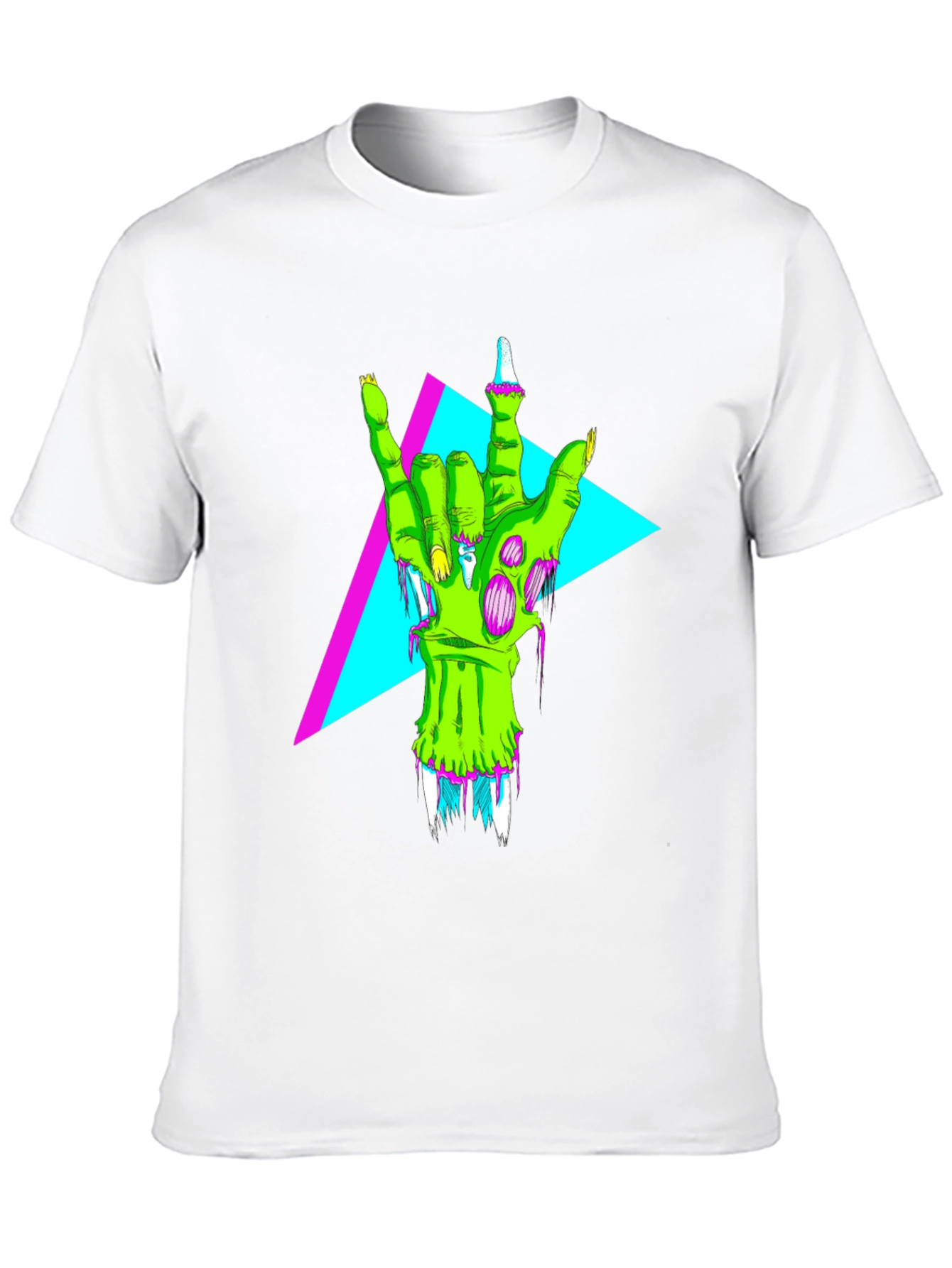 Neon Zombie Rock Hand Graphic T-Shirt