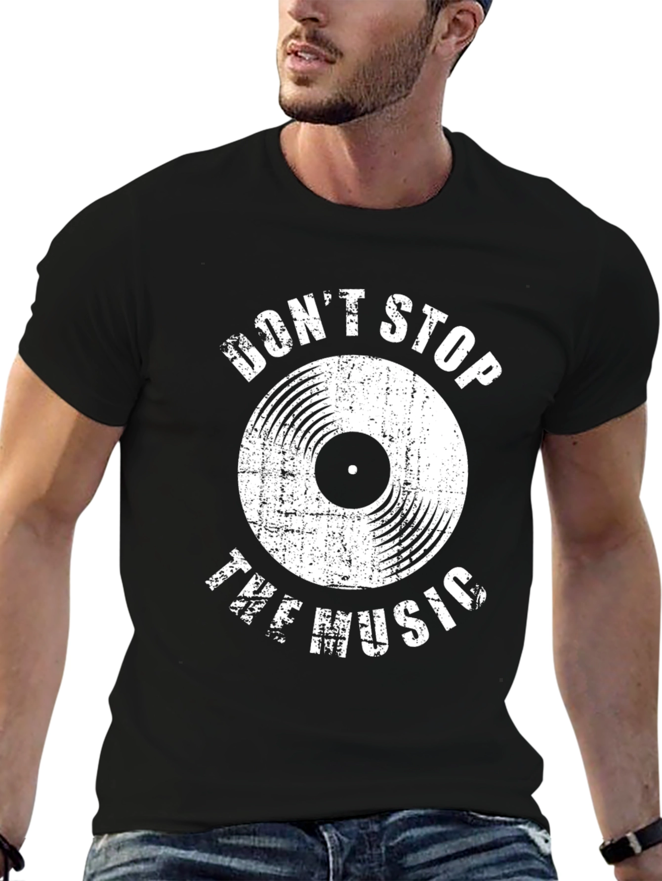 Dont Stop the Music Graphic Tee - Black