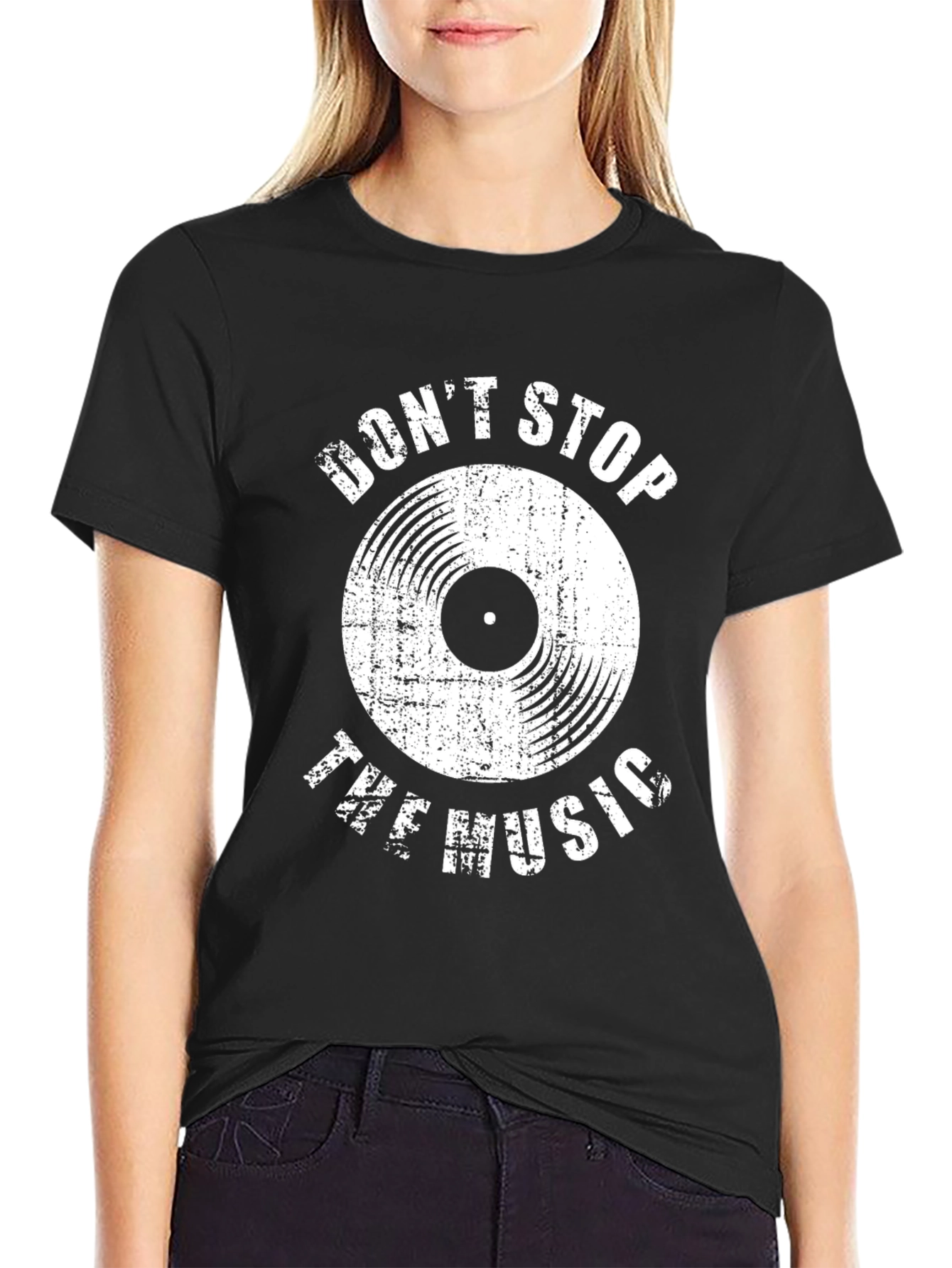 Dont Stop the Music Graphic Tee - Black