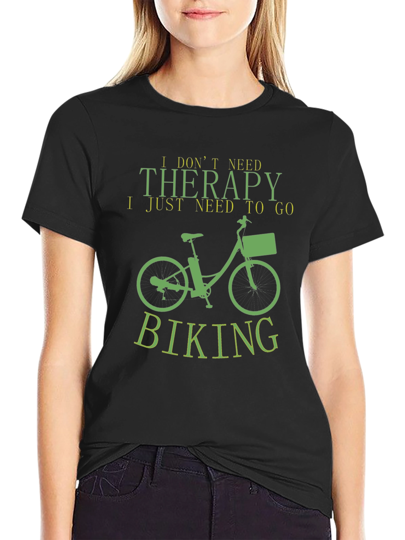 Therapy Biking T-Shirt - Black Funny Slogan Tee