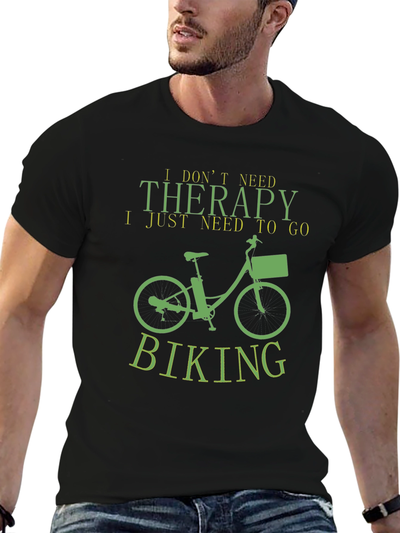 Therapy Biking T-Shirt - Black Funny Slogan Tee