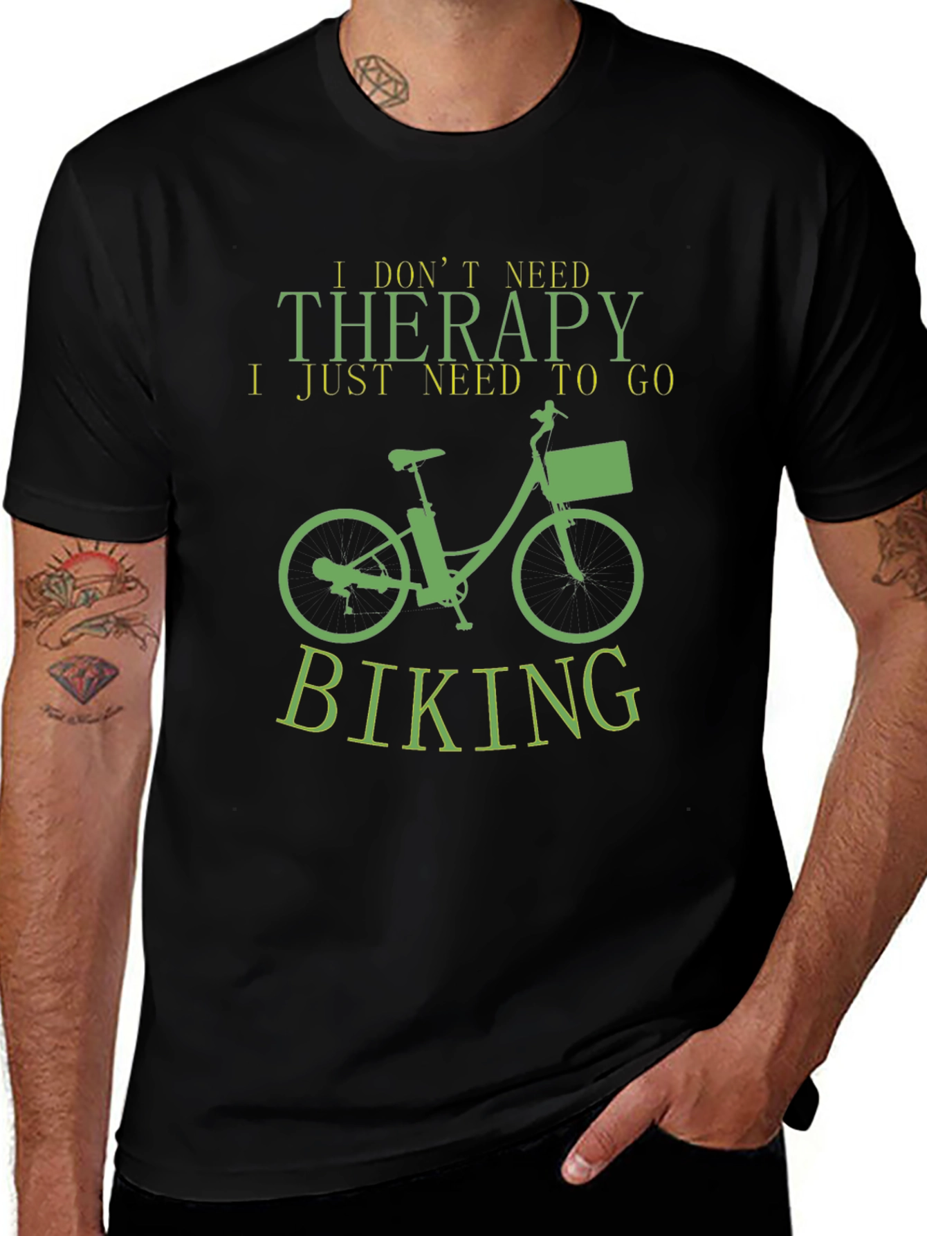 Therapy Biking T-Shirt - Black Funny Slogan Tee