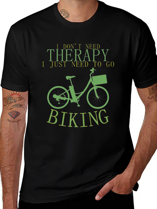 Therapy Biking T-Shirt - Black Funny Slogan Tee