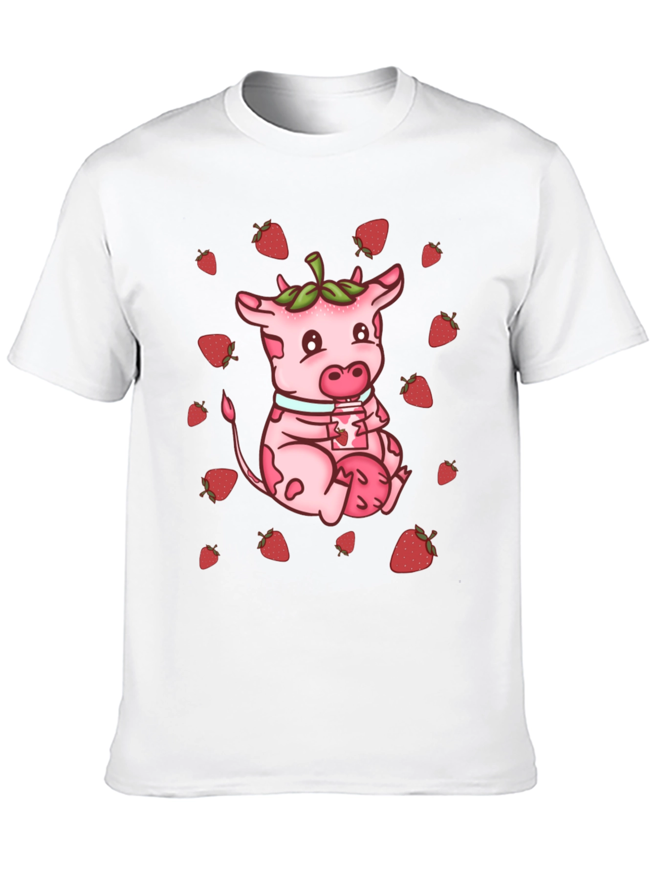 Strawberry Cow T-Shirt - Cute Cartoon Design