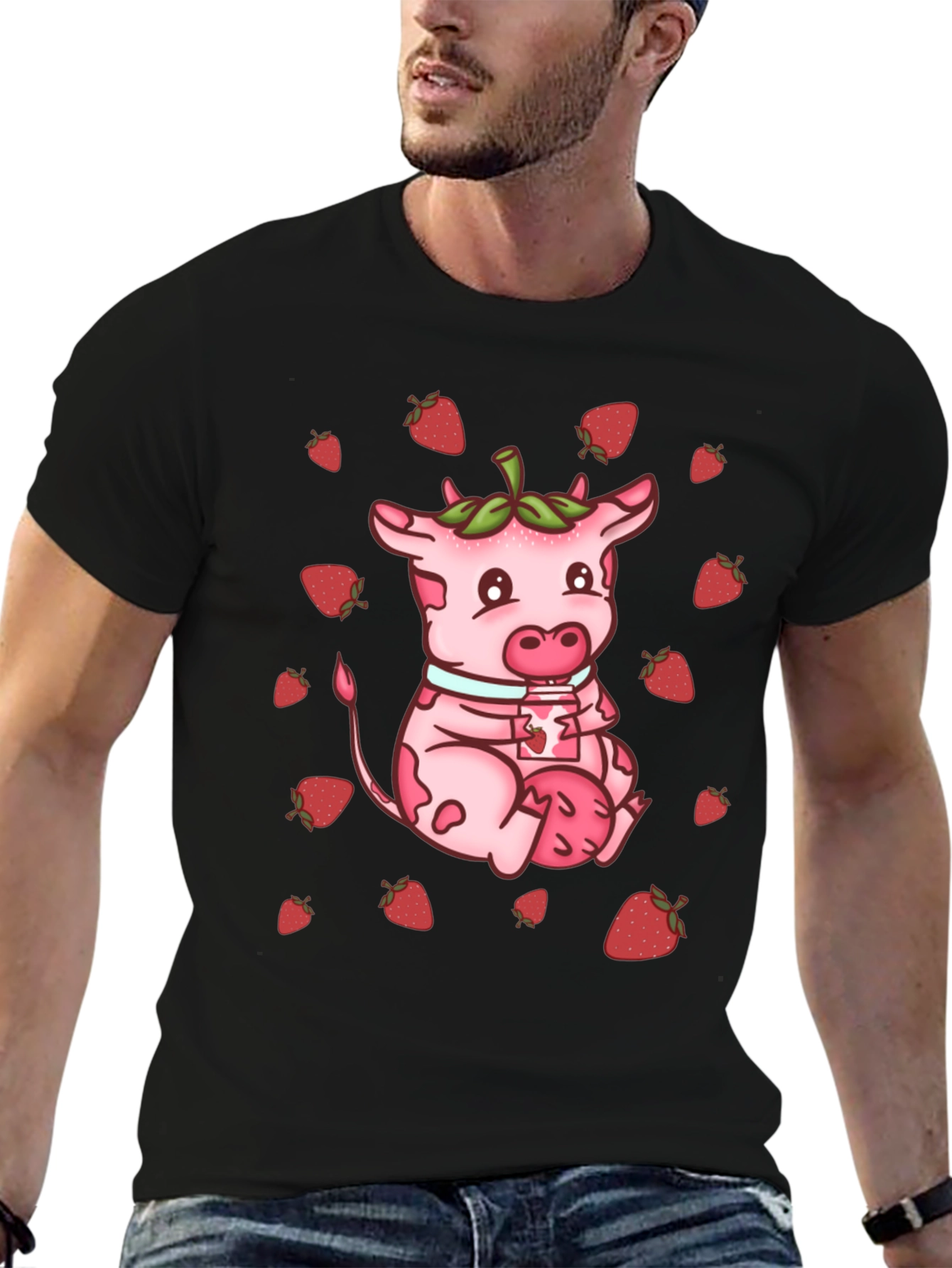 Strawberry Cow T-Shirt - Cute Cartoon Design