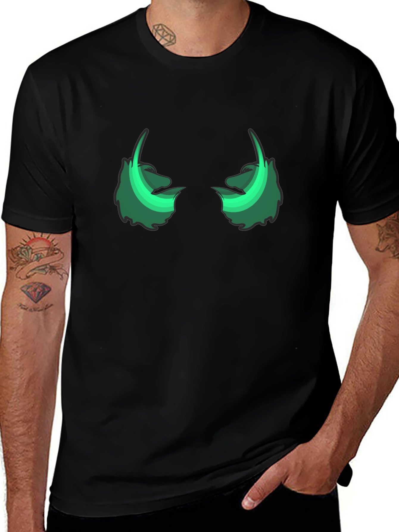Glow-in-the-Dark Monster Eyes Black T-Shirt