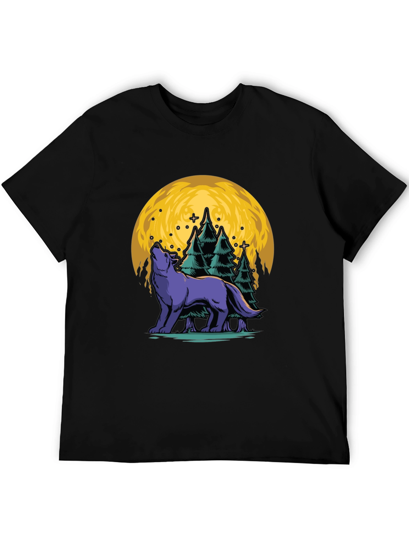 Wolf Moon Graphic Tee - Black Cotton T-Shirt