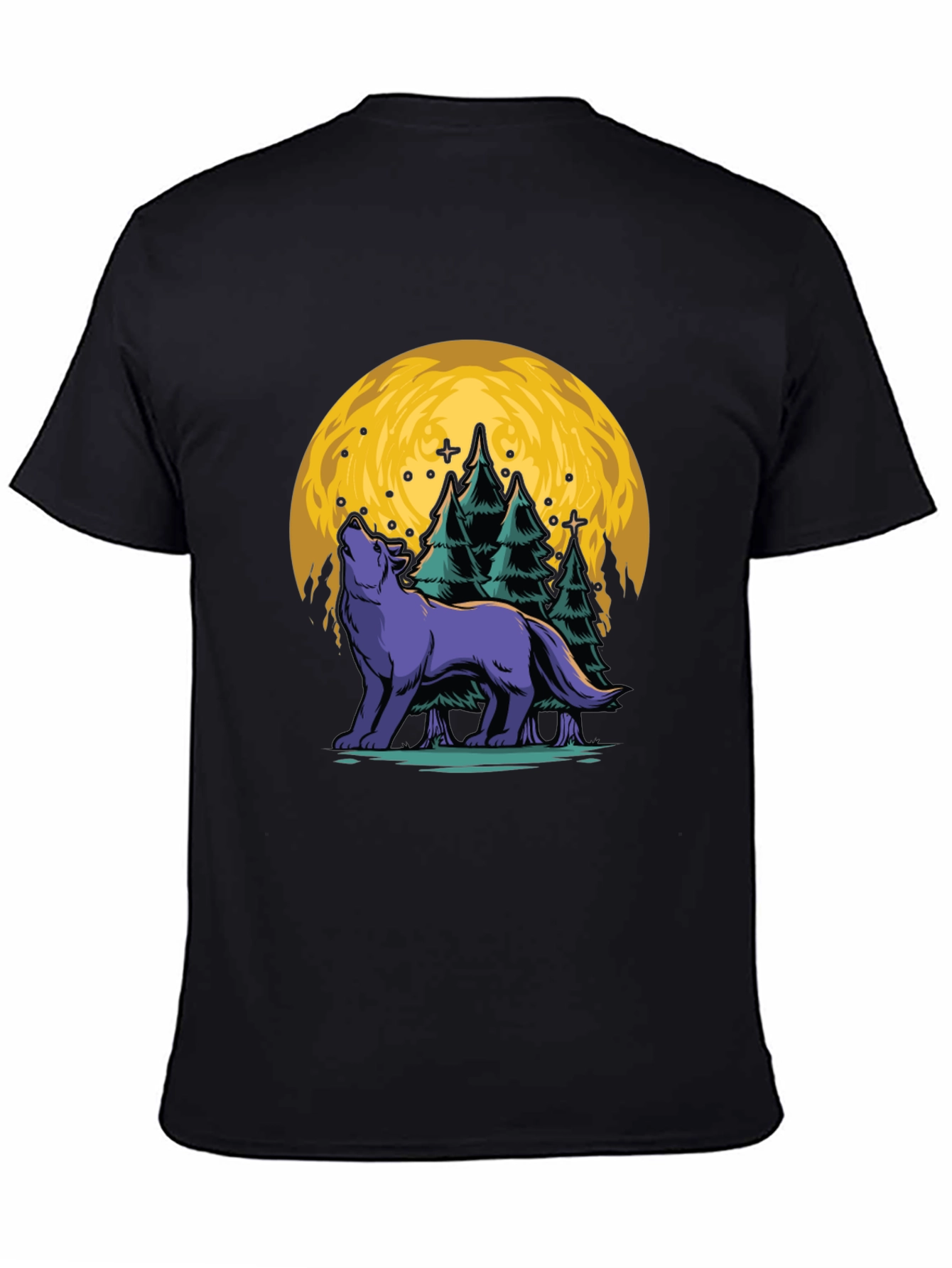 Wolf Moon Graphic Tee - Black Cotton T-Shirt