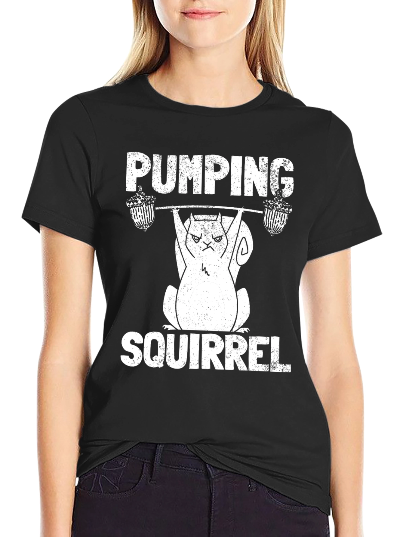 Pumping Squirrel T-Shirt - Funny Gym Workout Tee