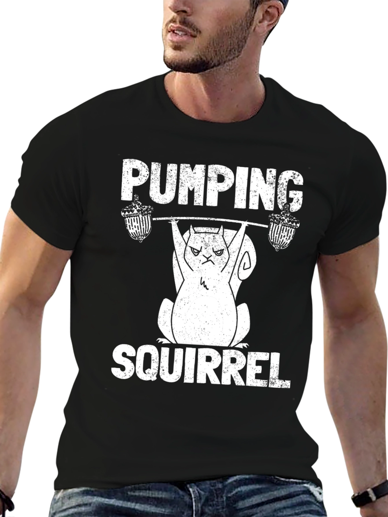 Pumping Squirrel T-Shirt - Funny Gym Workout Tee