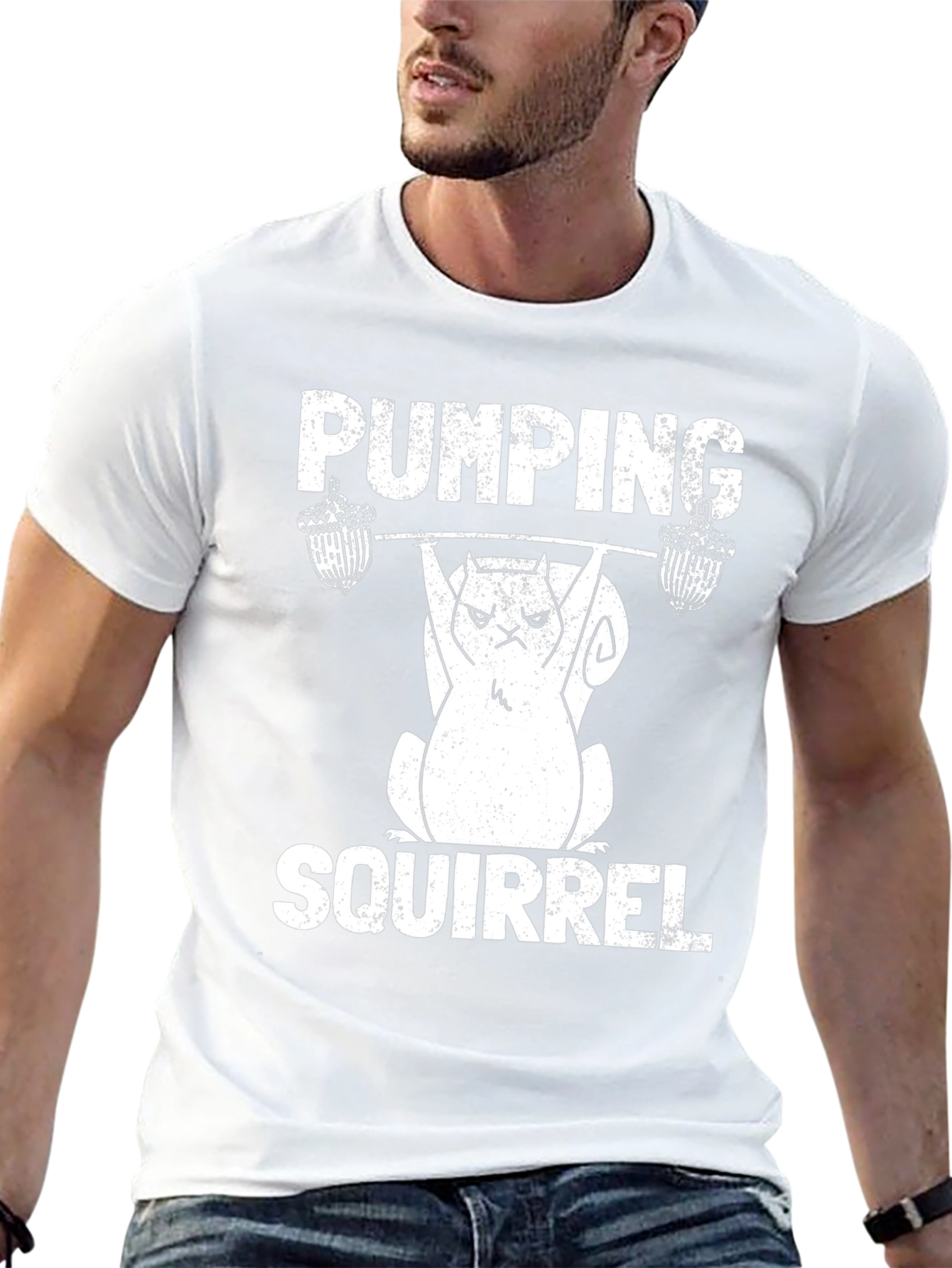 Pumping Squirrel T-Shirt - Funny Gym Workout Tee