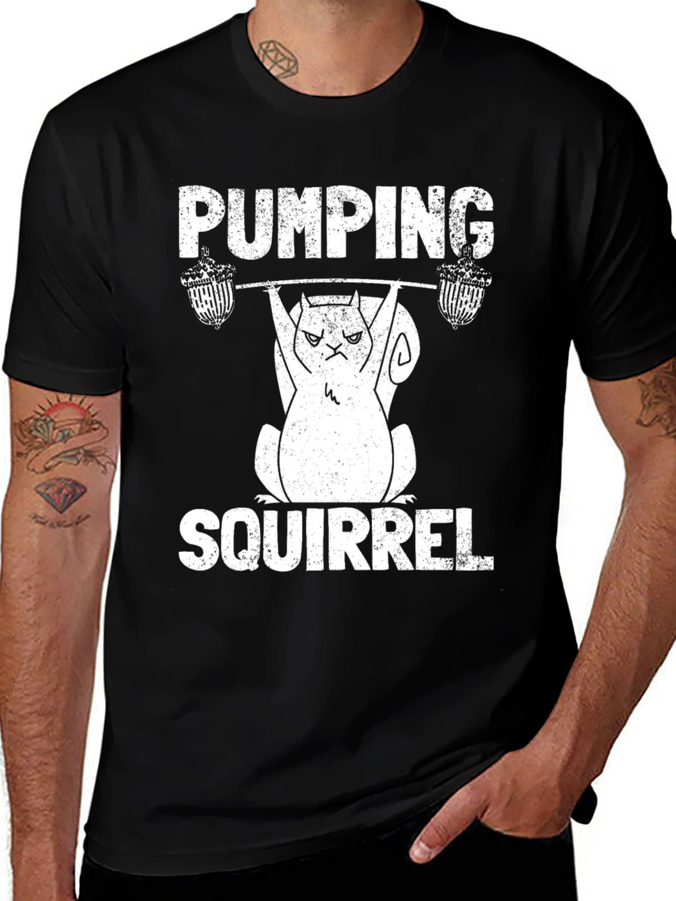 Pumping Squirrel T-Shirt - Funny Gym Workout Tee