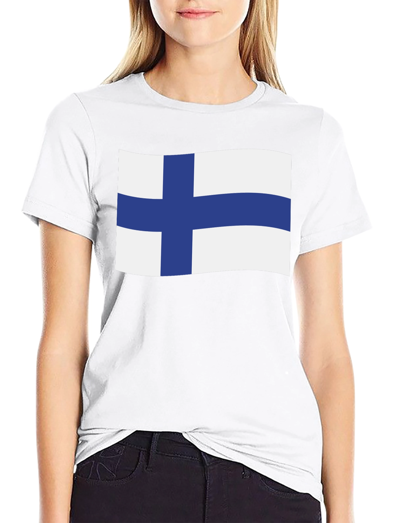 Finland Flag T-Shirt - Black Crew Neck Tee