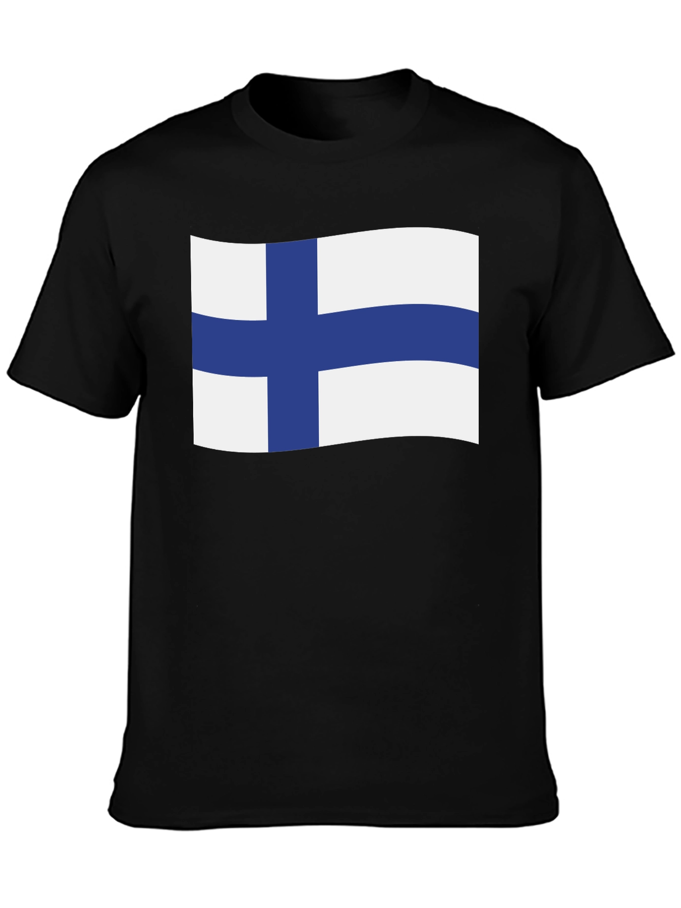 Finland Flag T-Shirt - Black Crew Neck Tee