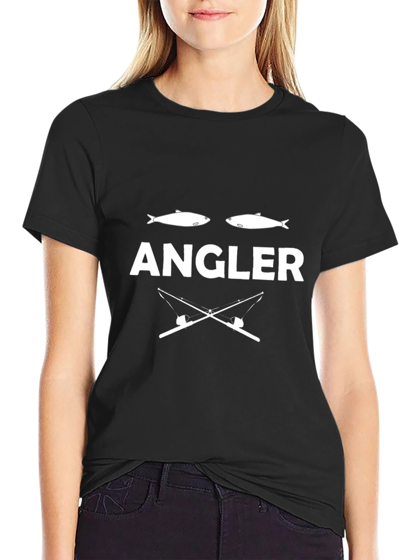 Angler Graphic Tee - Black Cotton Fishing Shirt