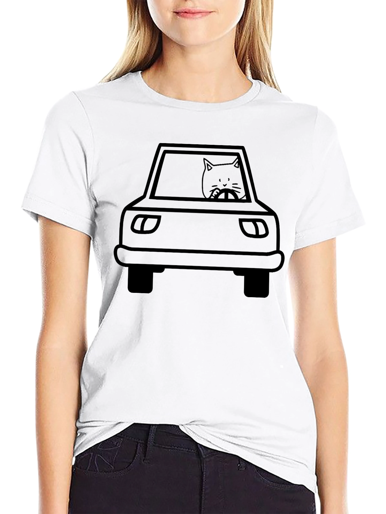 Cat Driver T-Shirt - Black