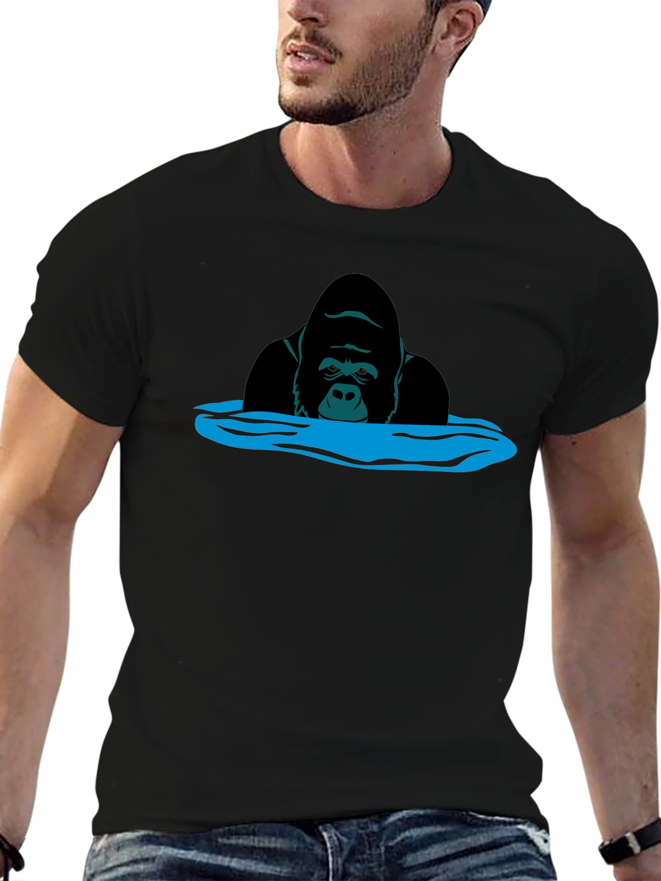 Gorilla in Water Graphic T-Shirt