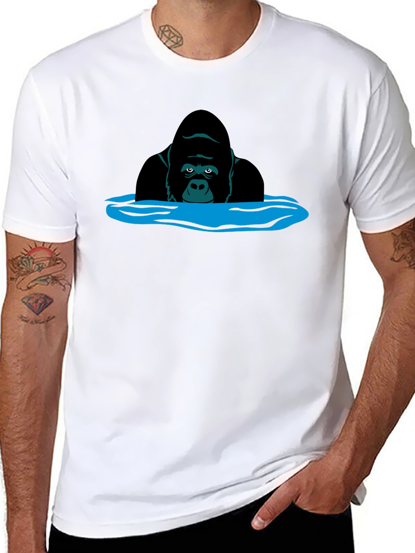 Gorilla in Water Graphic T-Shirt