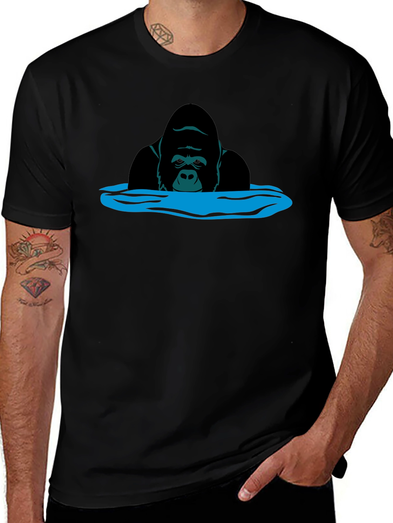 Gorilla in Water Graphic T-Shirt