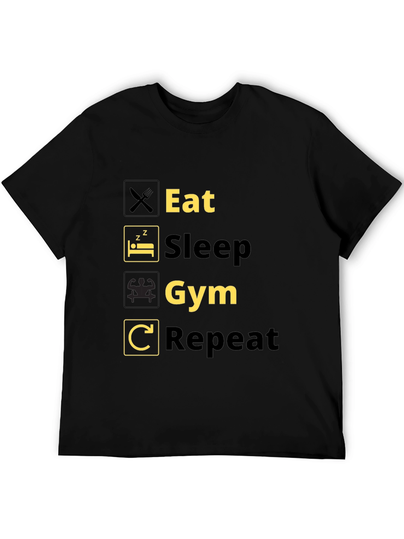 Eat Sleep Gym Repeat Black T-Shirt