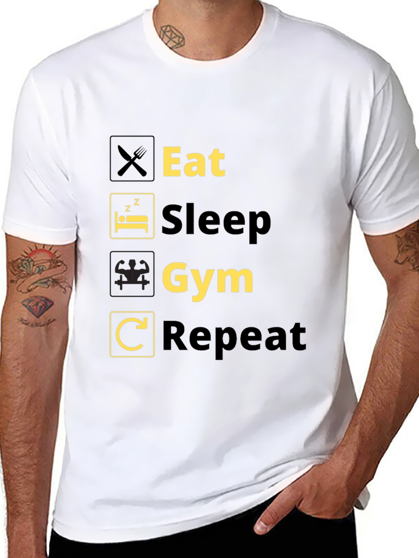 Eat Sleep Gym Repeat Black T-Shirt