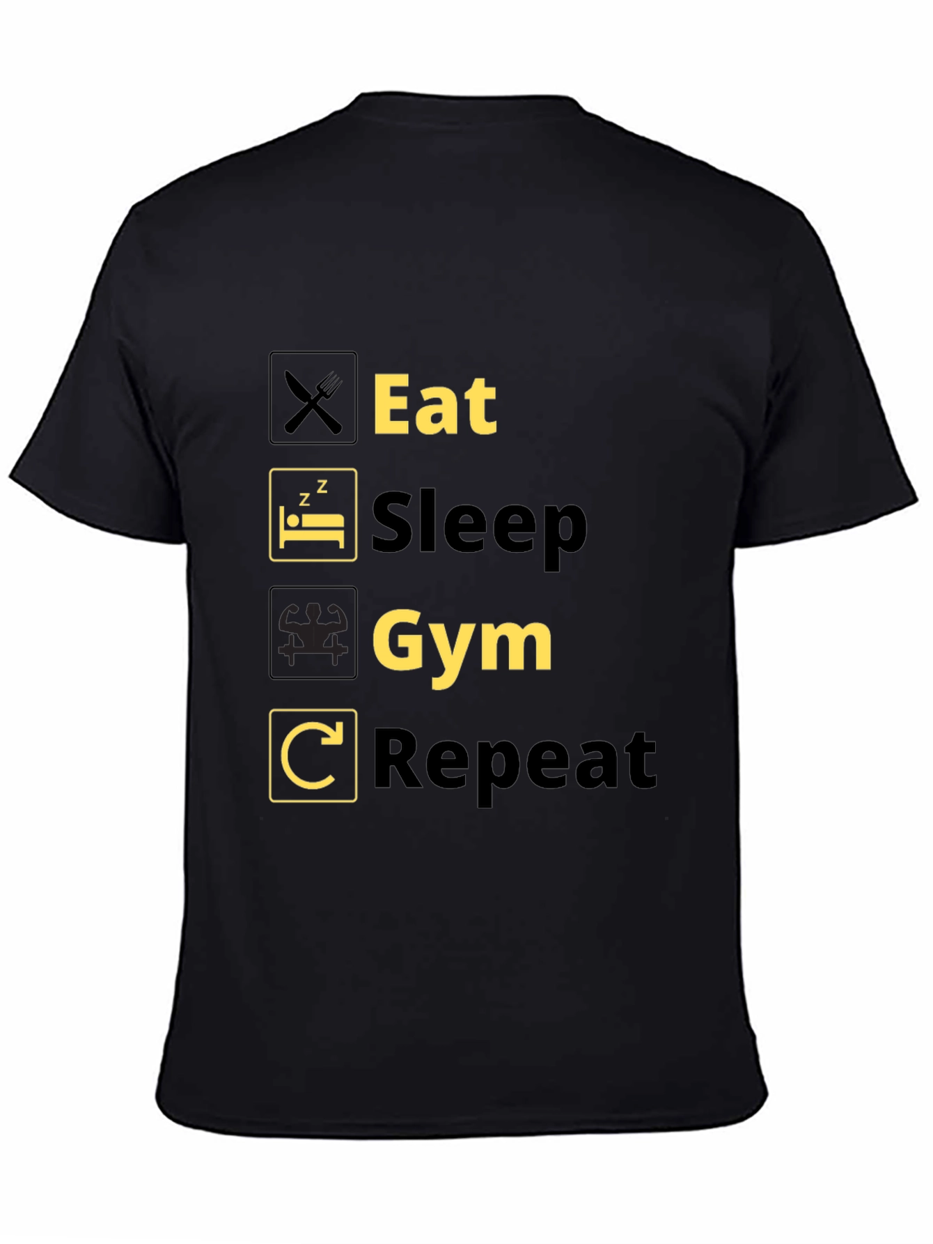 Eat Sleep Gym Repeat Black T-Shirt