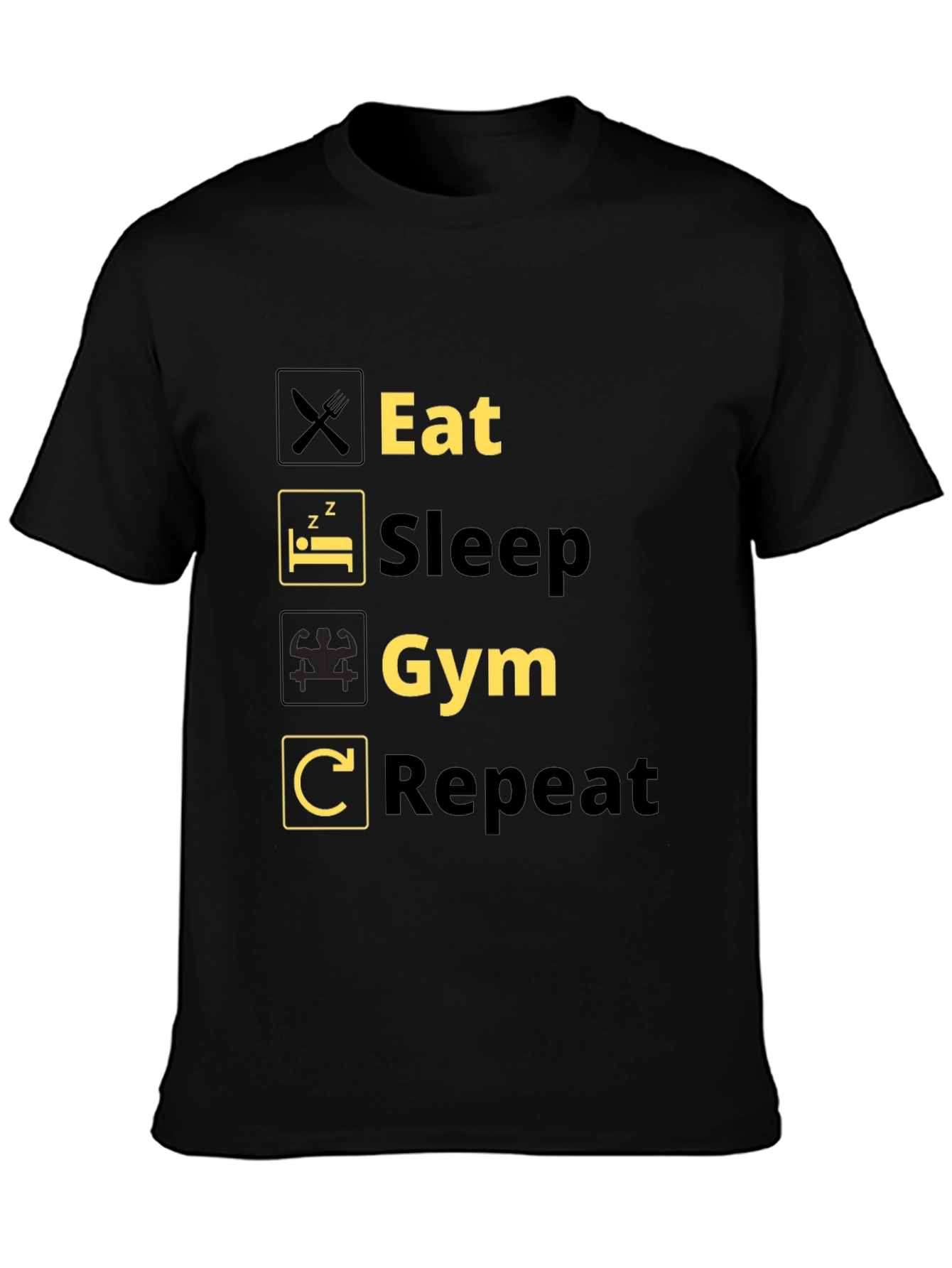 Eat Sleep Gym Repeat Black T-Shirt