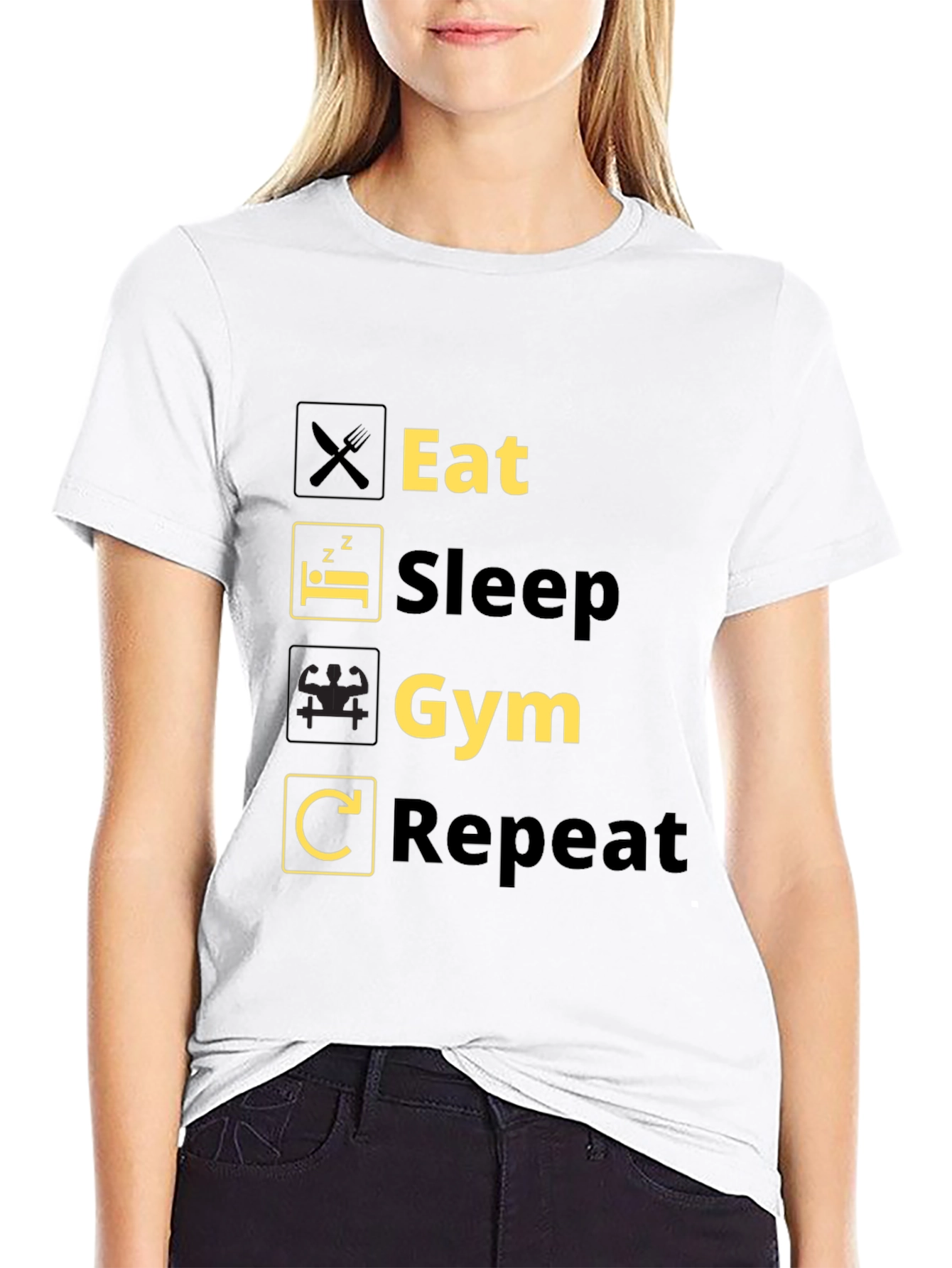Eat Sleep Gym Repeat Black T-Shirt