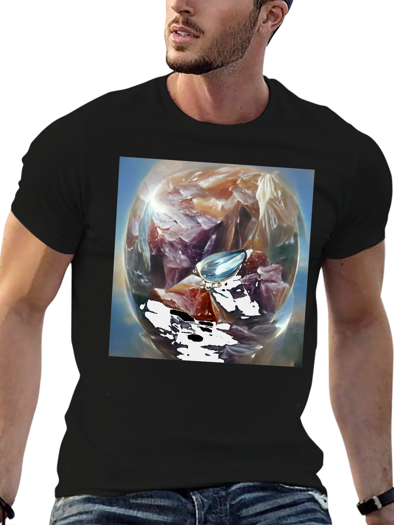 Abstract Art Tee: Gemstone Orb Design T-Shirt