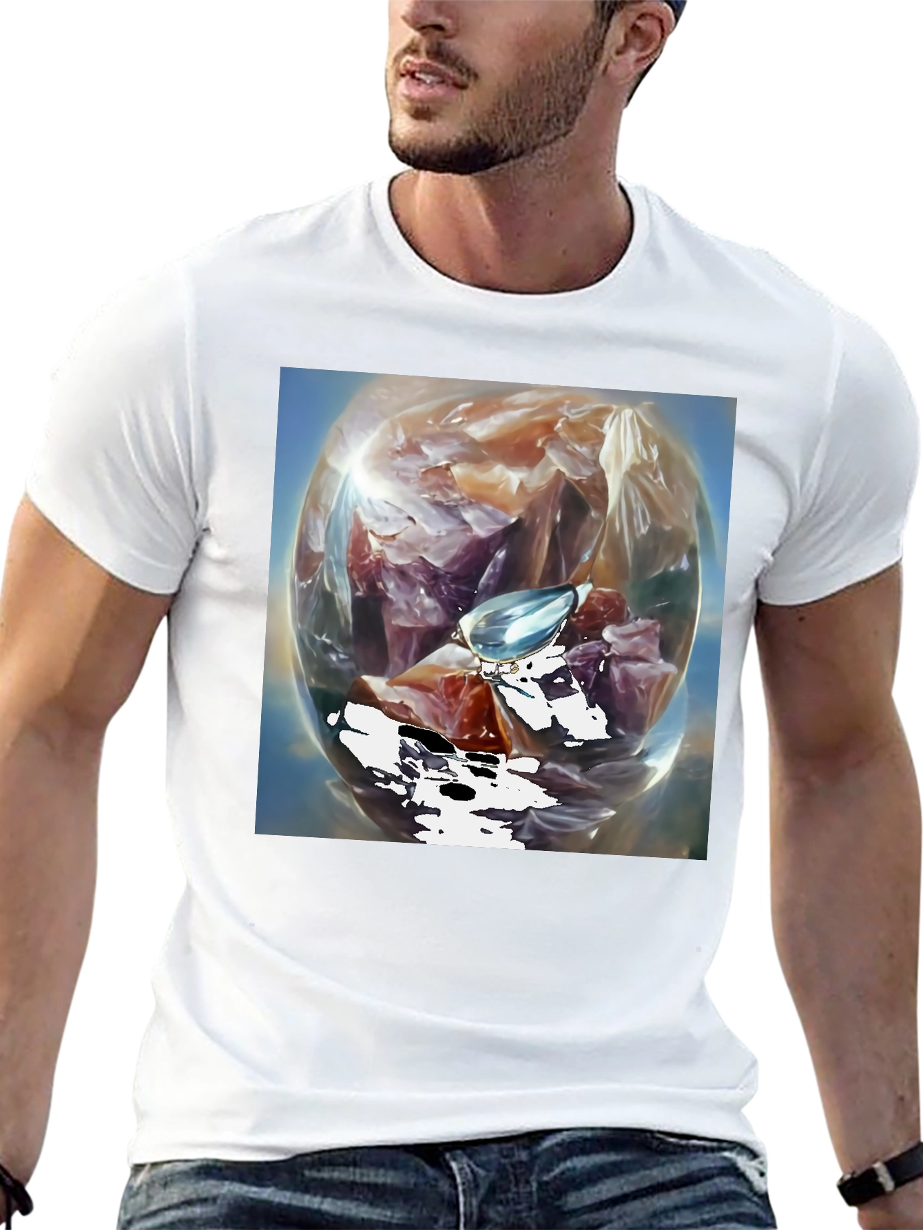 Abstract Art Tee: Gemstone Orb Design T-Shirt