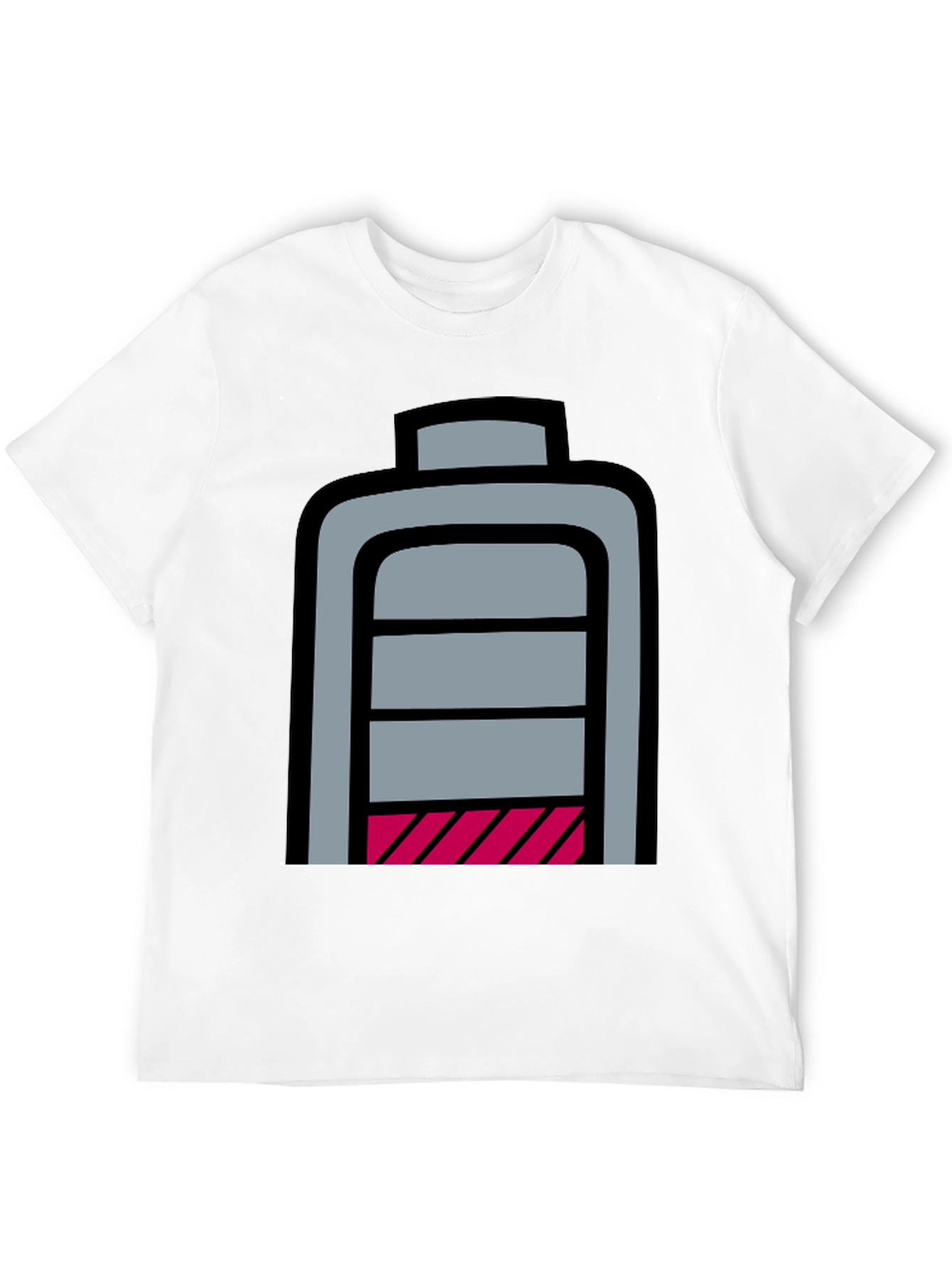 Low Battery Graphic T-Shirt - Black Cotton Casual Tee