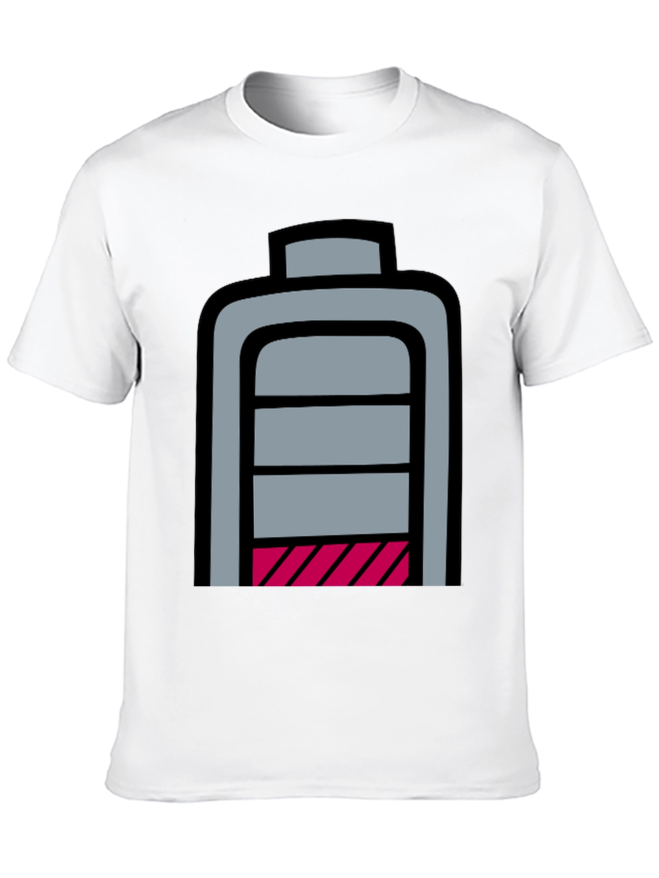 Low Battery Graphic T-Shirt - Black Cotton Casual Tee