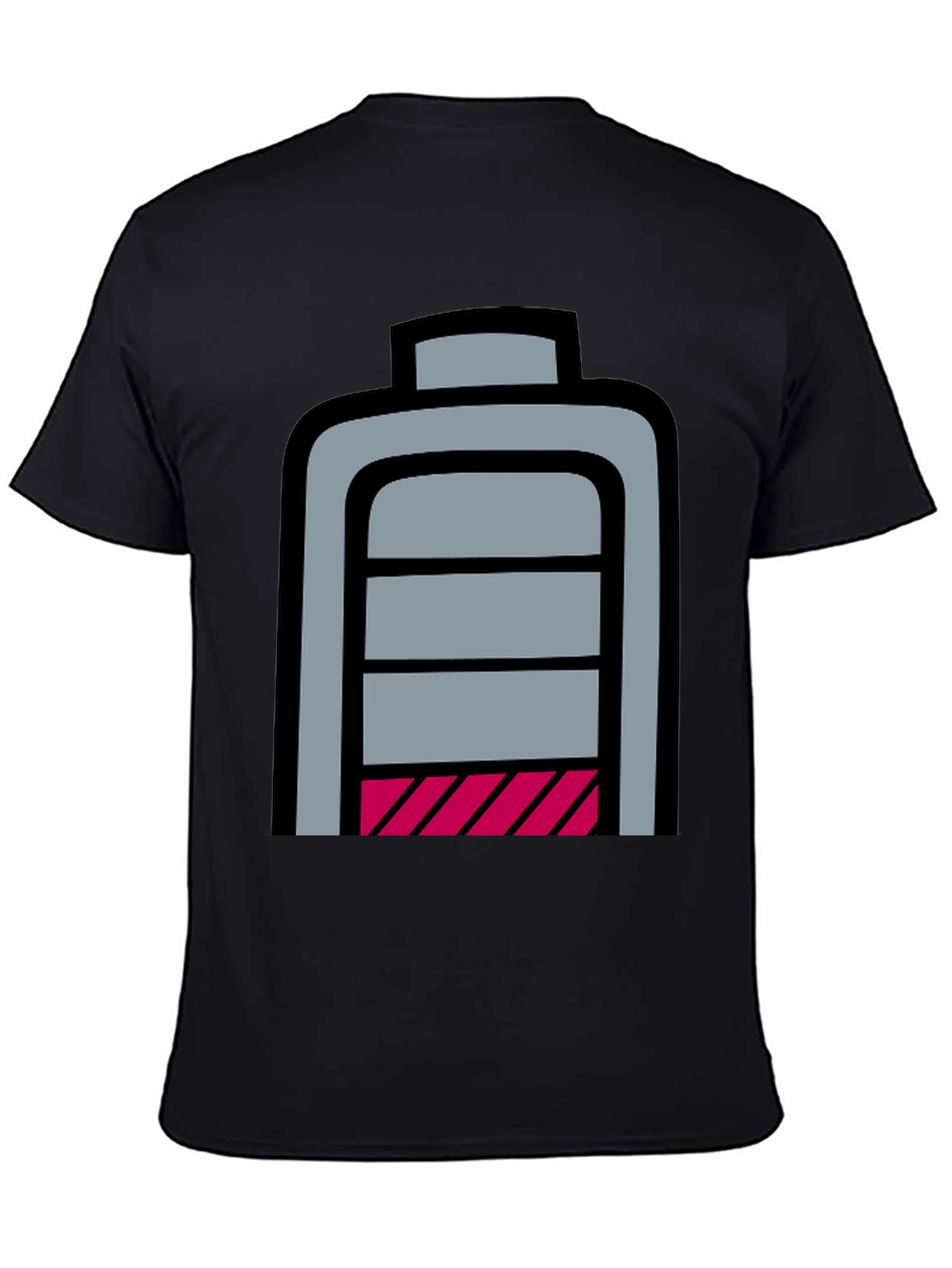 Low Battery Graphic T-Shirt - Black Cotton Casual Tee