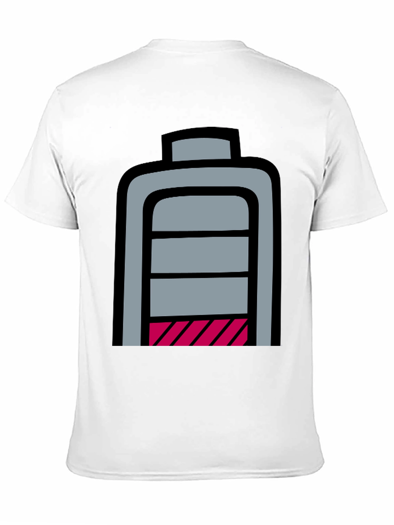 Low Battery Graphic T-Shirt - Black Cotton Casual Tee