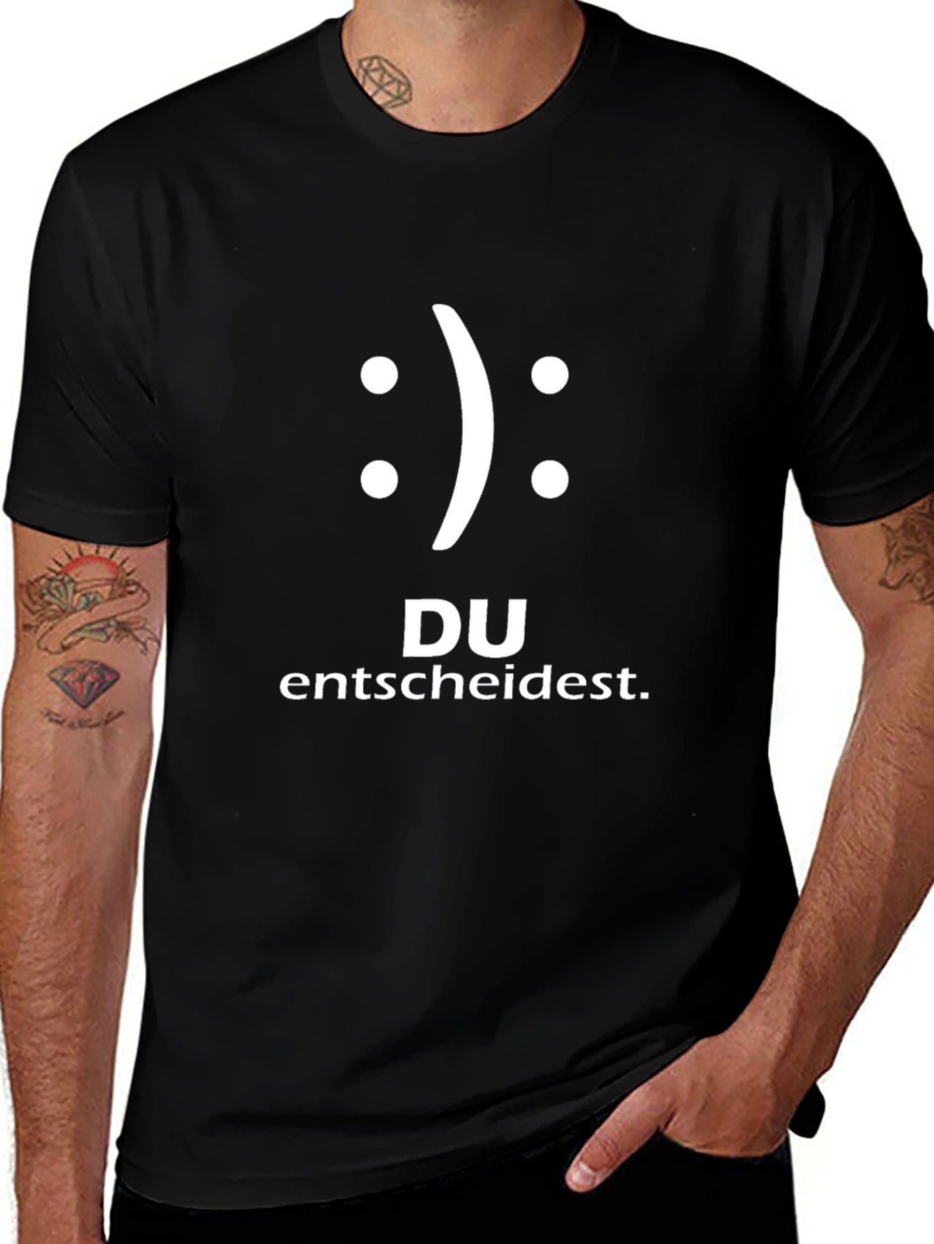 Decide: Smiley Face Graphic Black T-Shirt