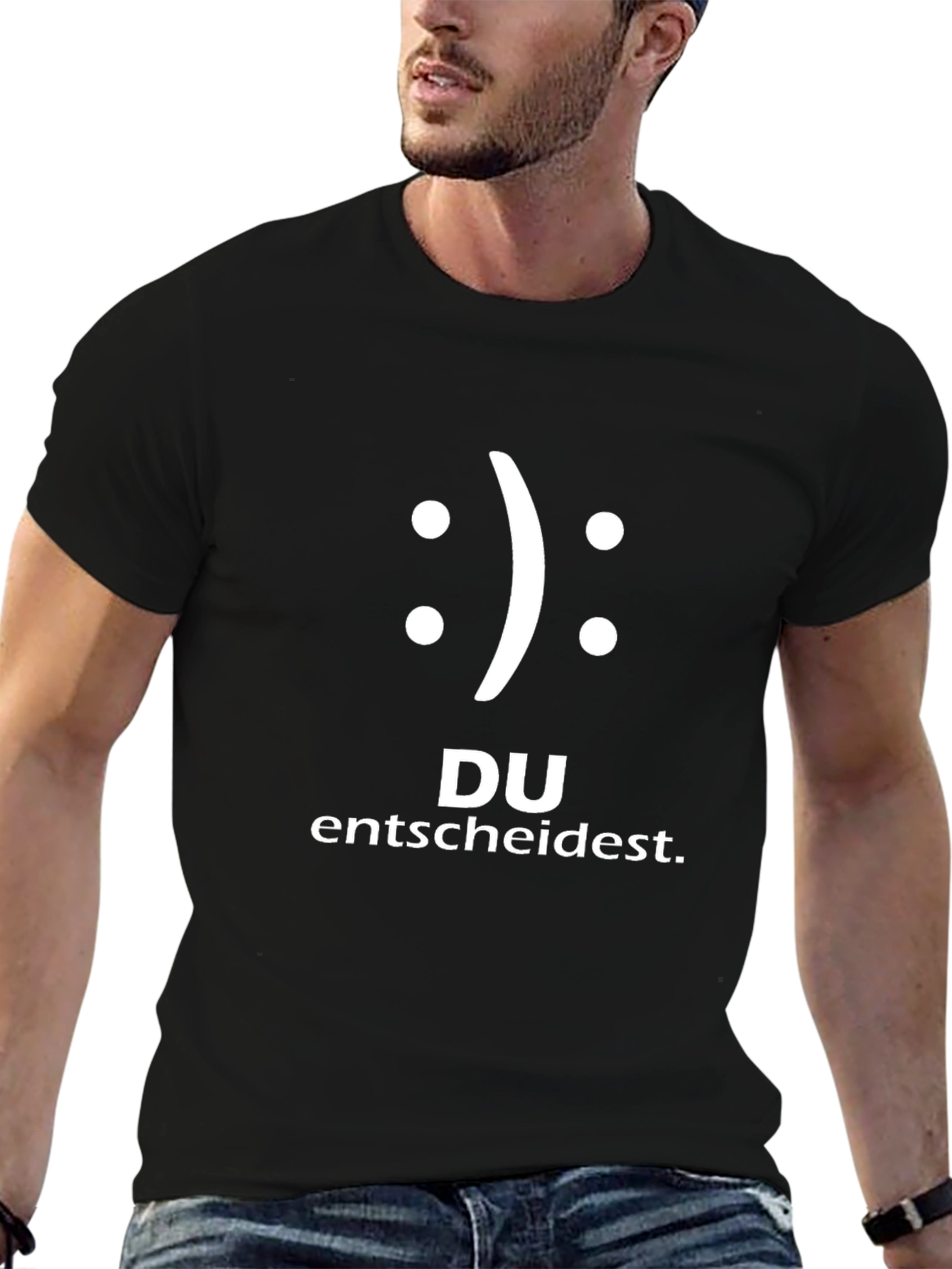 Decide: Smiley Face Graphic Black T-Shirt