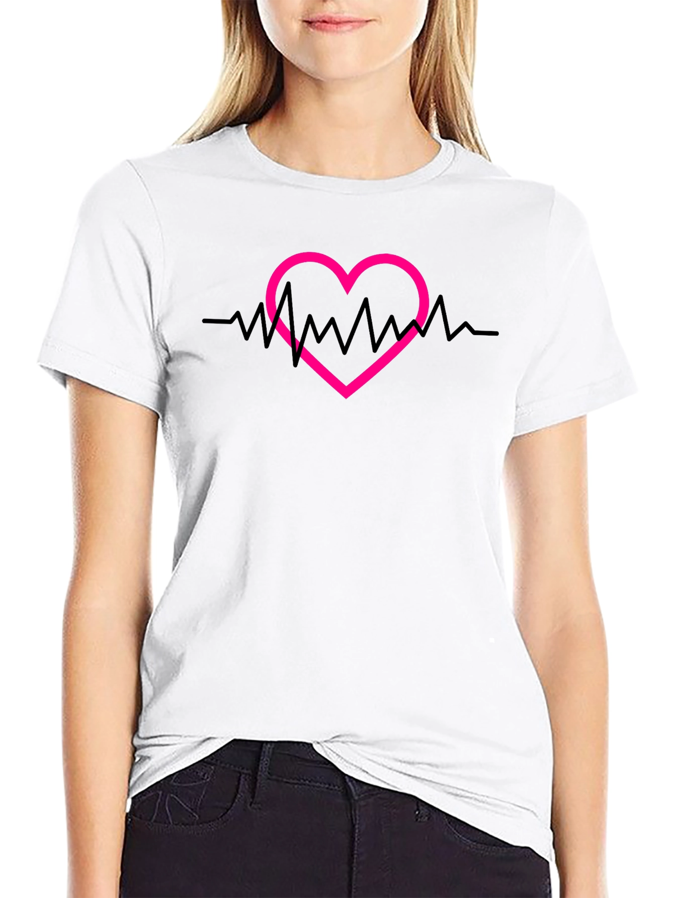 Heartbeat Heart Graphic Tee - Stylish Casual Top