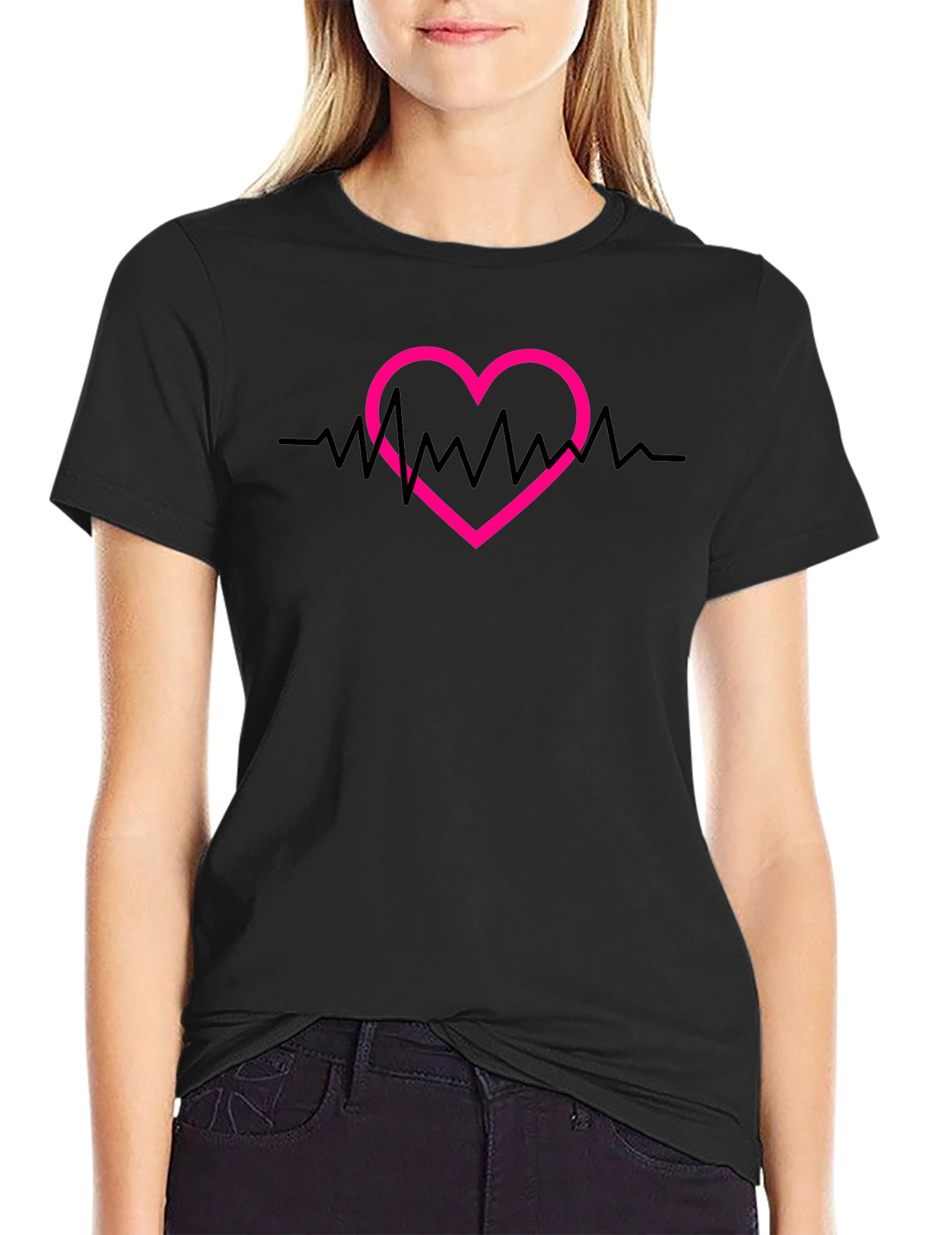 Heartbeat Heart Graphic Tee - Stylish Casual Top