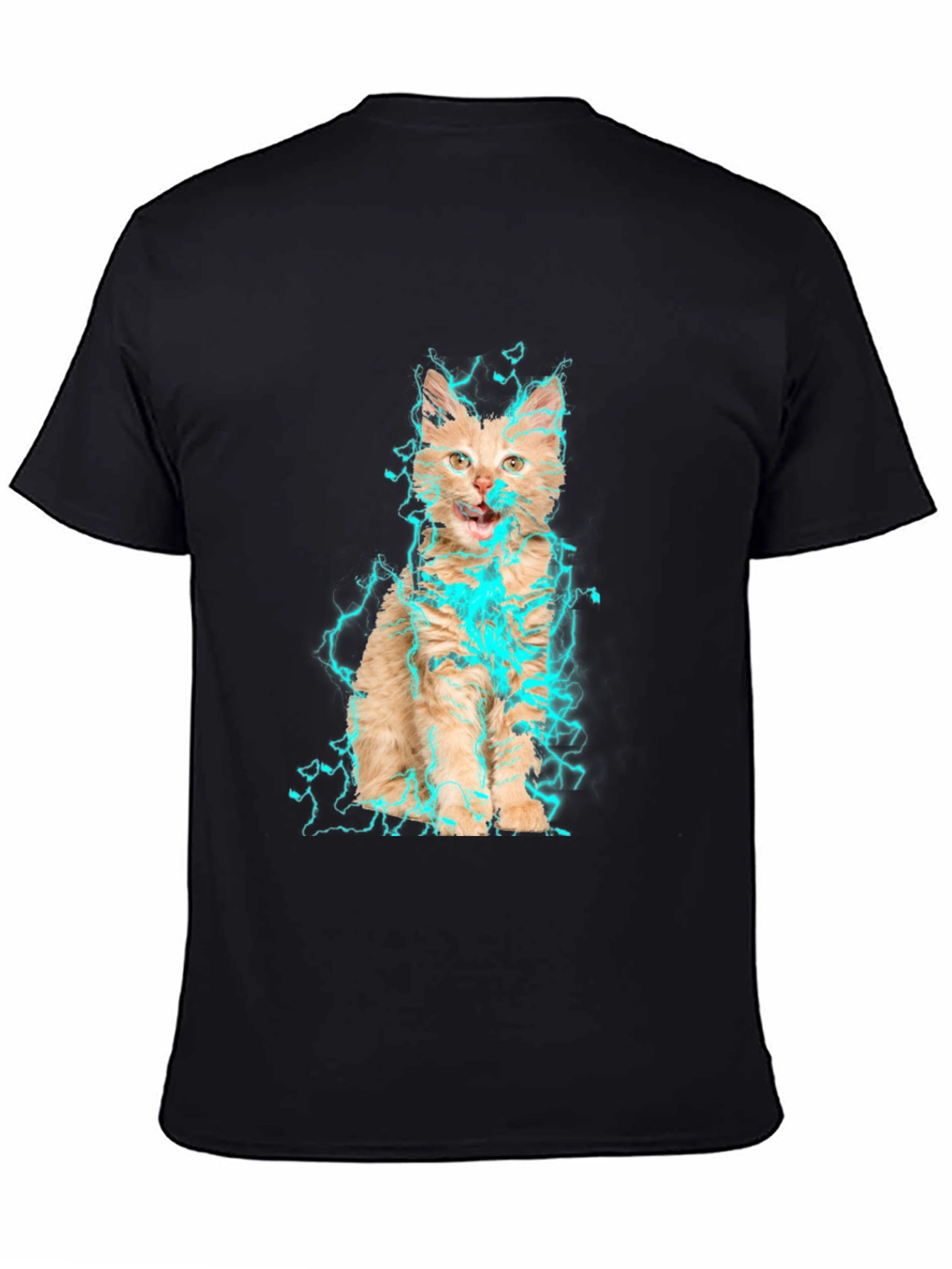 Electric Cat Graphic T-Shirt - Black Cotton Tee
