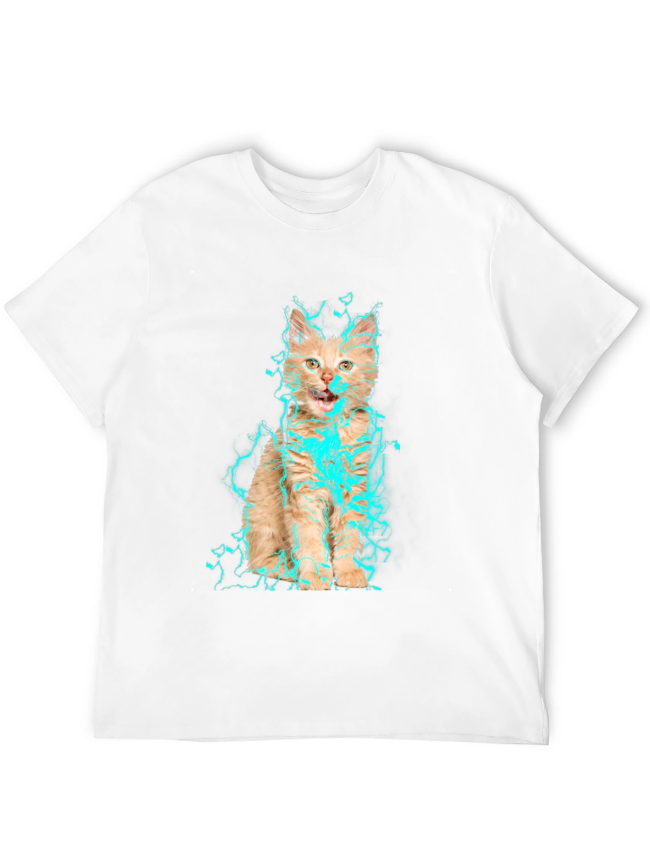 Electric Cat Graphic T-Shirt - Black Cotton Tee